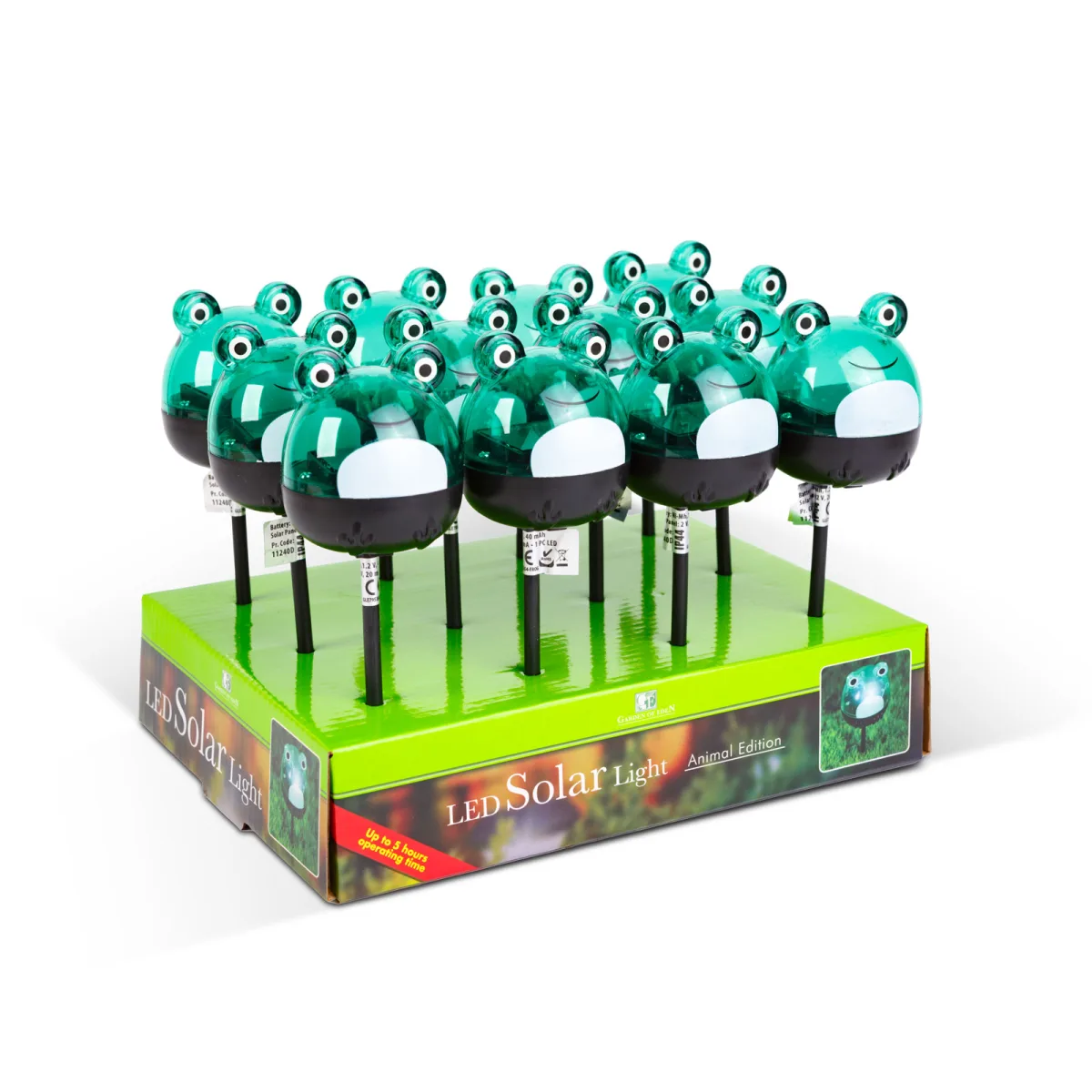 Lampa solara LED gradina, broasca decorativa verde, lumina alba rece, iluminat exterior solar IP44 - imagine 3
