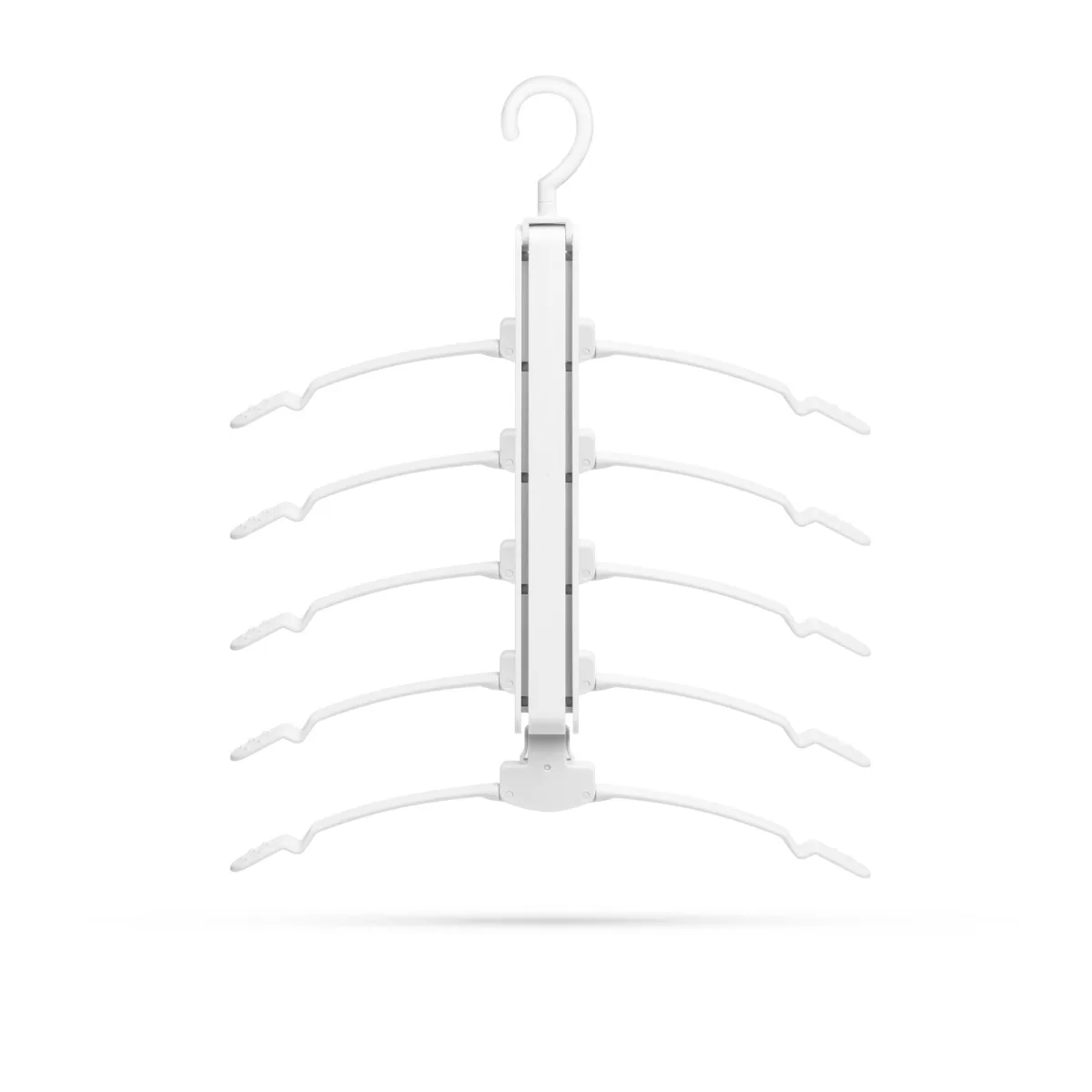 Umeras organizator economisire spatiu cu 5 umerase, pliabil, pentru haine, alb, 32x40x20 cm - imagine 2