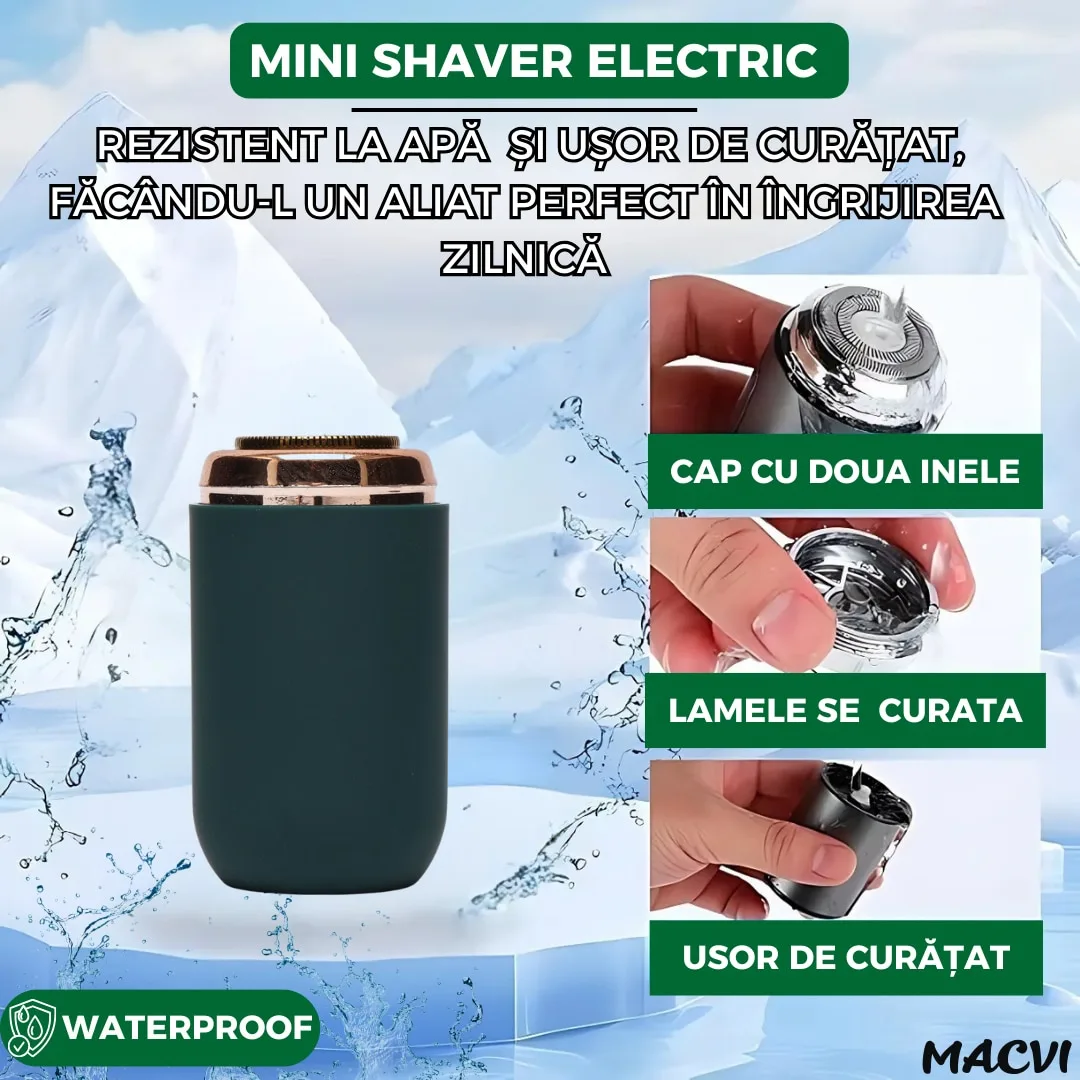 Mini aparat de ras portabil Macvi®, Depilare rapida si eficienta, incarcare USB, autonomie 60 minute, Verde - imagine 4