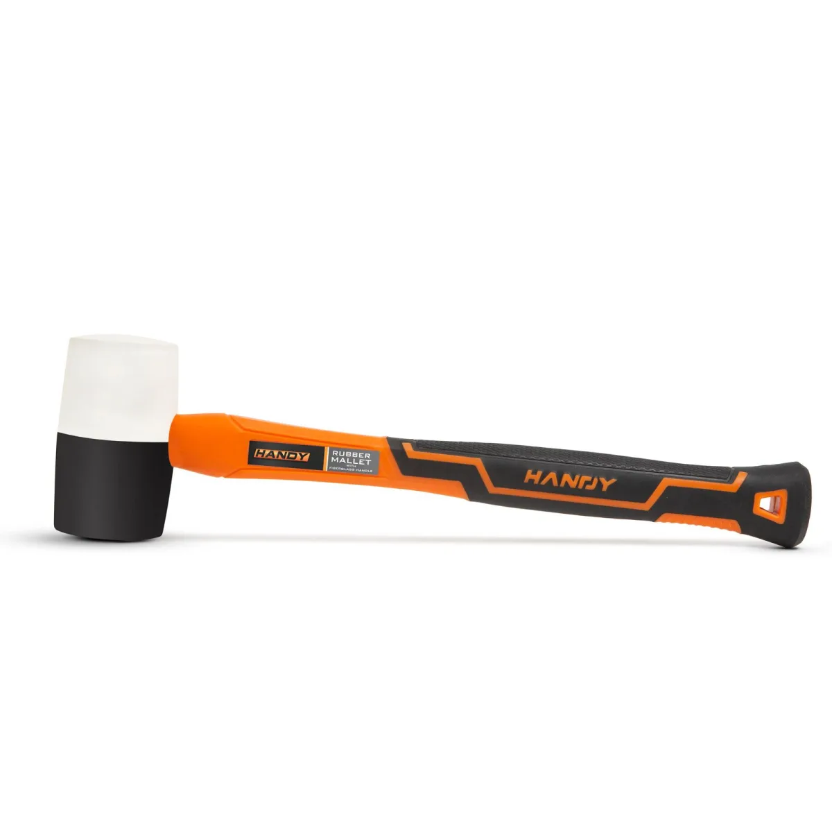 Ciocan Cauciuc 340 g cu Maner din Fibra de Sticla Antiderapant, Cap Cauciuc Alb/Negru