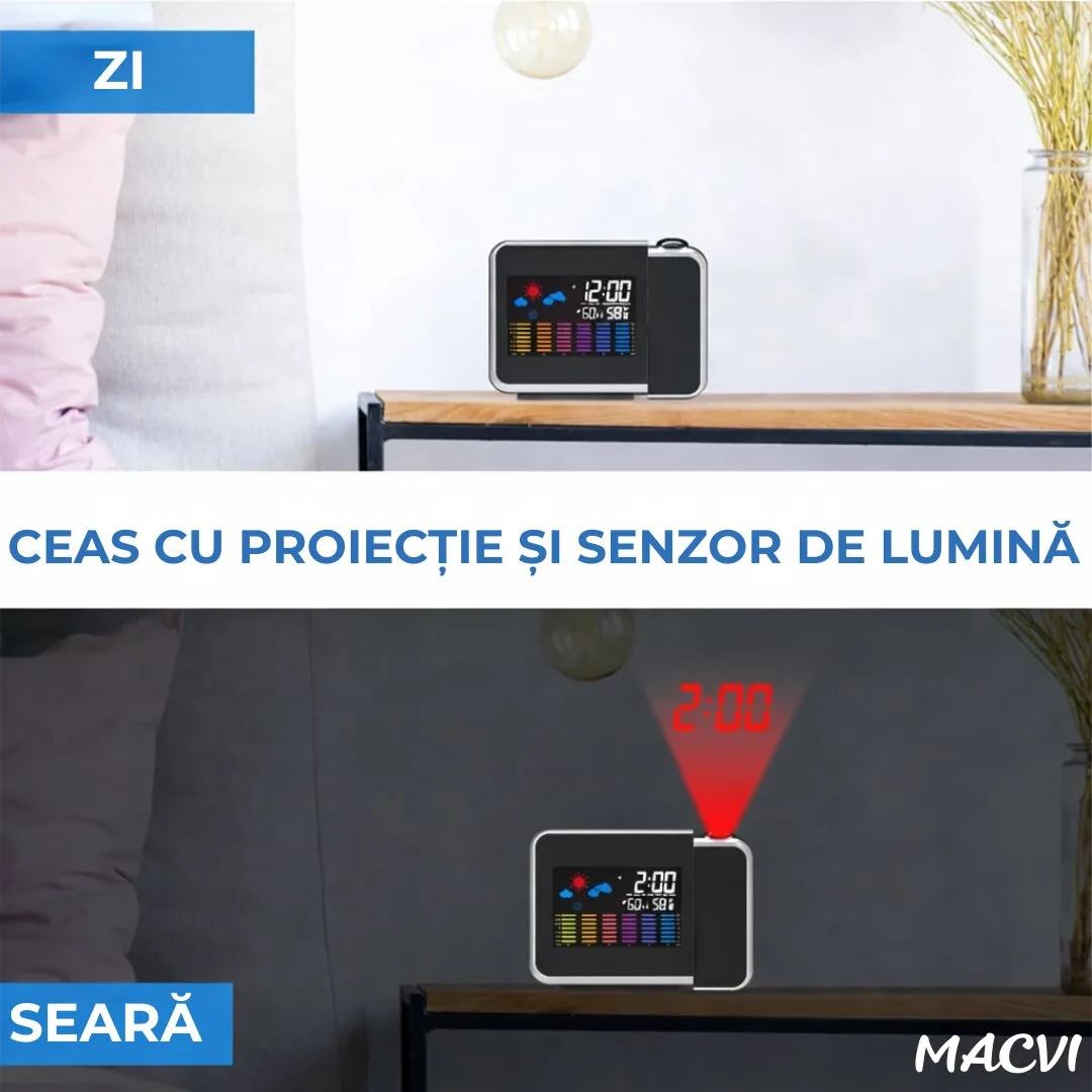 Ceas cu Calendar Macvi®, Alarma si Proiector Tip LED DS-8190 - imagine 5