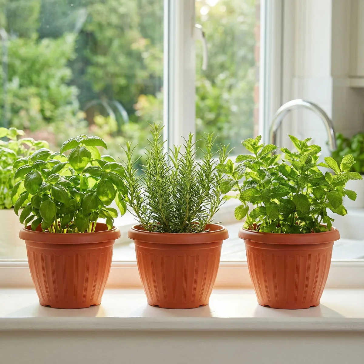 Ghiveci flori din plastic, culoare teracota, Ø20 cm, pentru plante interior si exterior