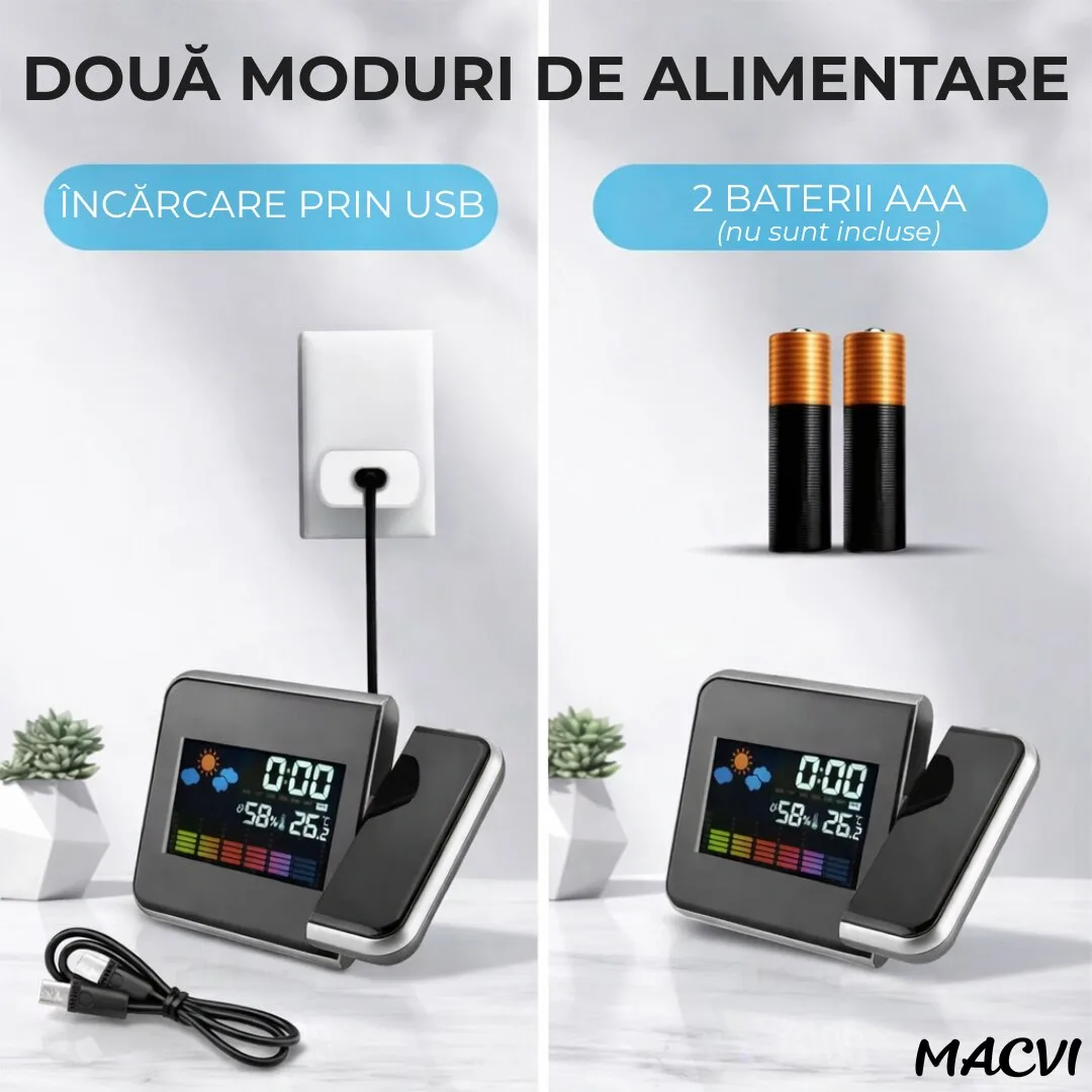 Ceas cu Calendar Macvi®, Alarma si Proiector Tip LED DS-8190 - imagine 2