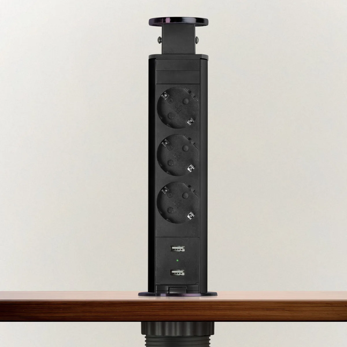Priza incastrabila birou, 3 prize, 2 USB, 3500W, negru, pop up, 250V