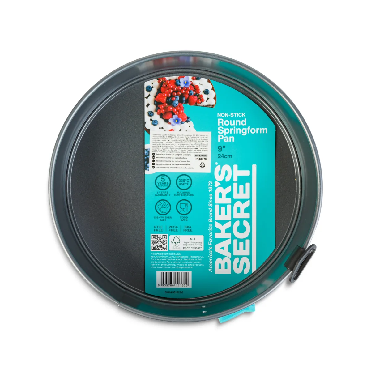 Tava tort detasabila Baker's Secret 24 cm, forma rotunda cu inel si invelis antiaderent pentru prajituri si cheesecake - imagine 3