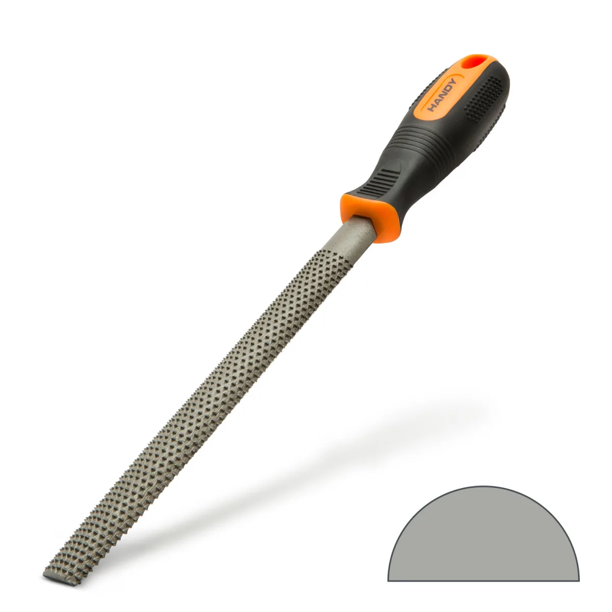 Raspila pentru lemn semirotund, 200 mm cu maner ergonomic, granulatie medie