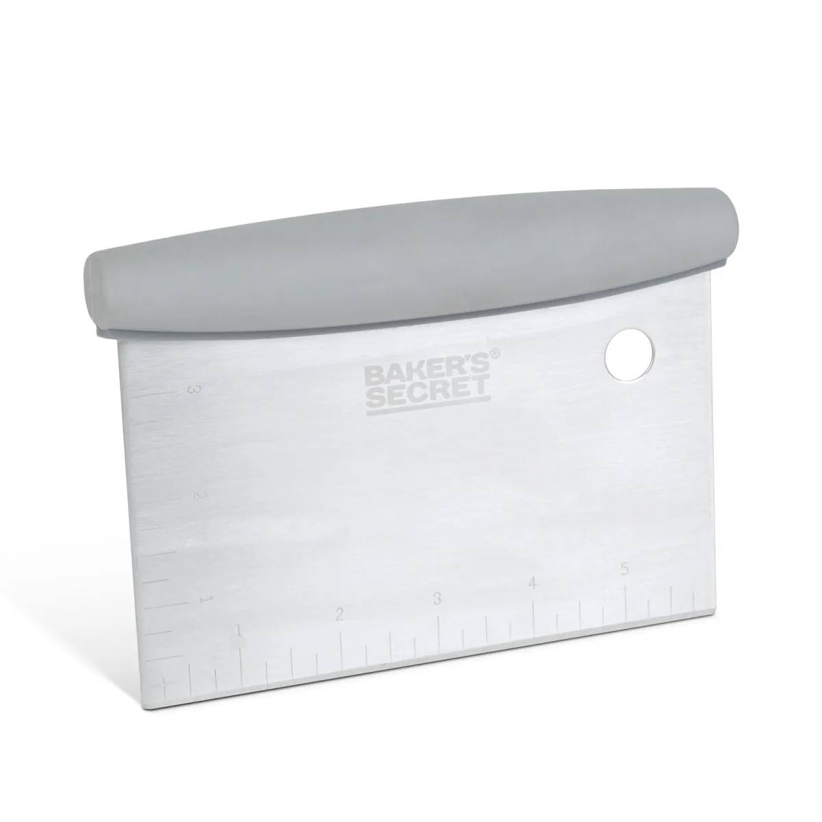 Taietor aluat Baker's Secret inox 15.3 cm, spatula cu scala pentru portionare si modelare aluat pizza