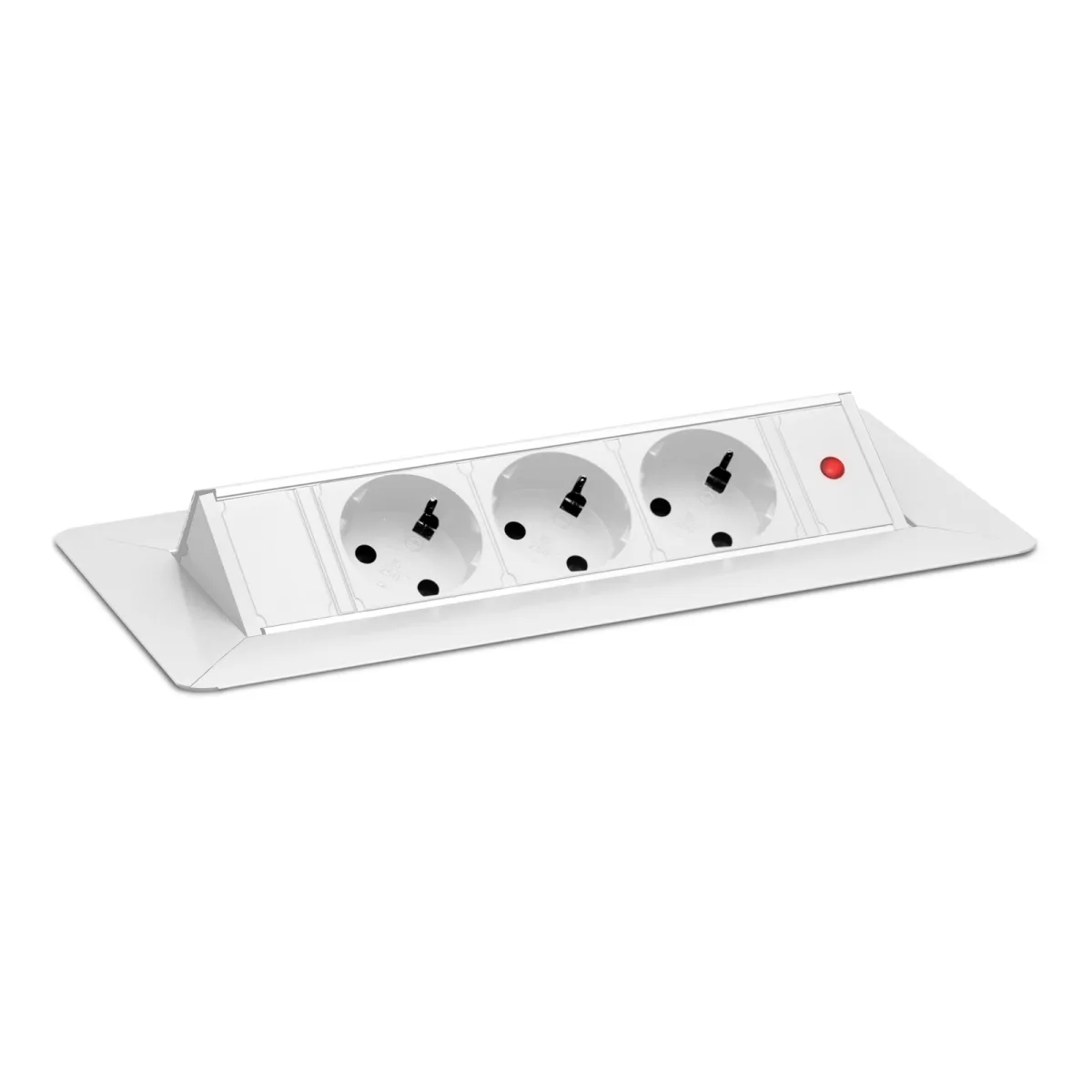 Priza incastrabila birou flip up, 3 prize, 3500W, alb, protectie copii