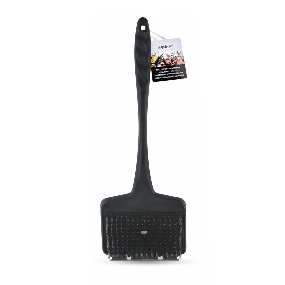 Perie lata pentru curatarea gratarului BBQ, maner din plastic, 44 x 13 cm, negru
