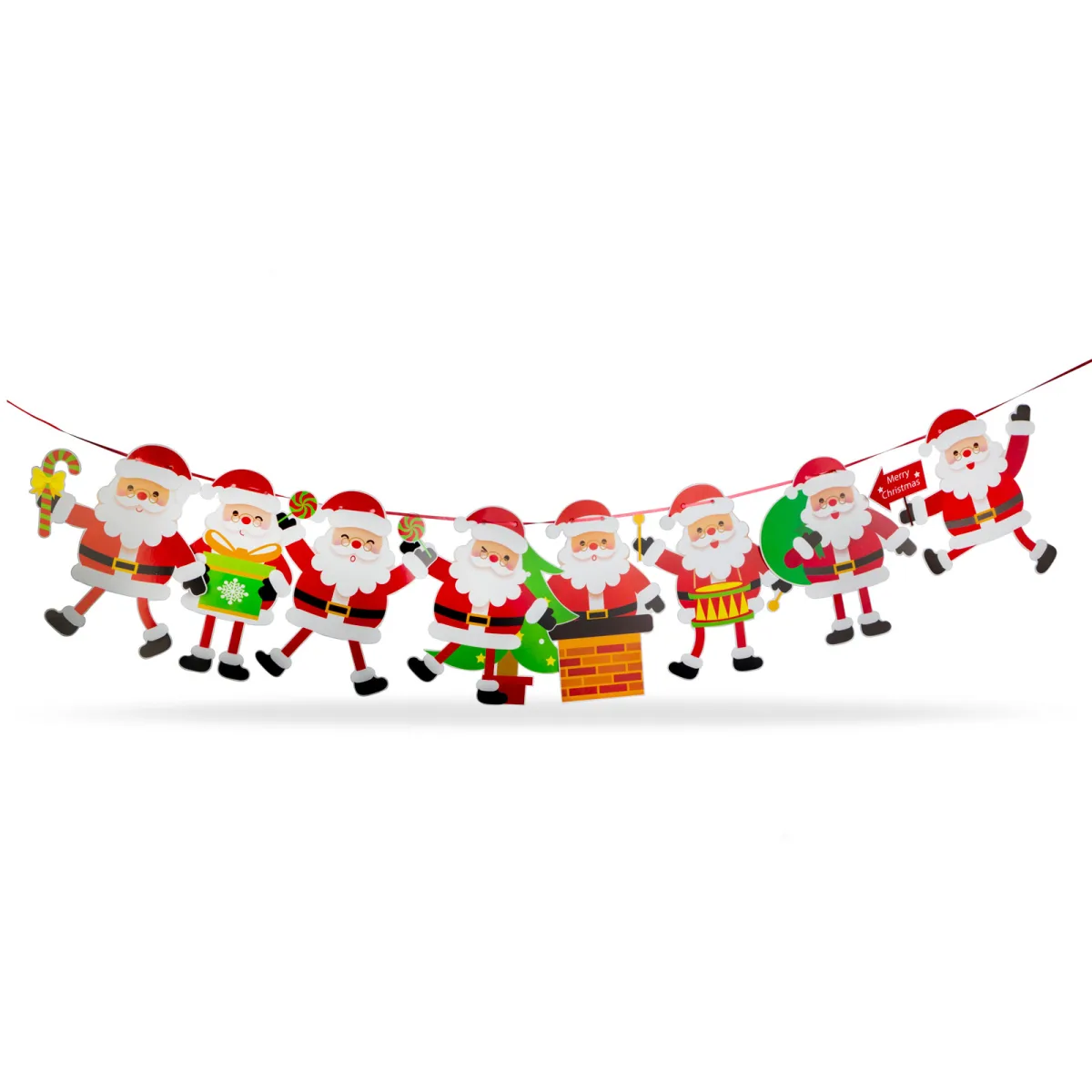 Ghirlanda Craciun Mos Craciun 3,5 m, decor hartie cu 8 figurine - imagine 2