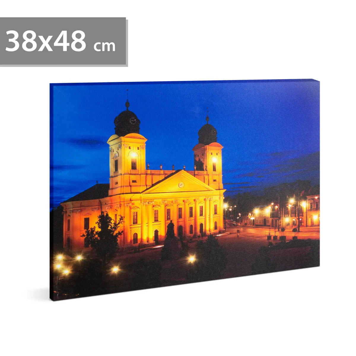 Imagine perete LED-uri - "Biserica Mare Debrecen" - 3 x AA, 38 x 48 cm