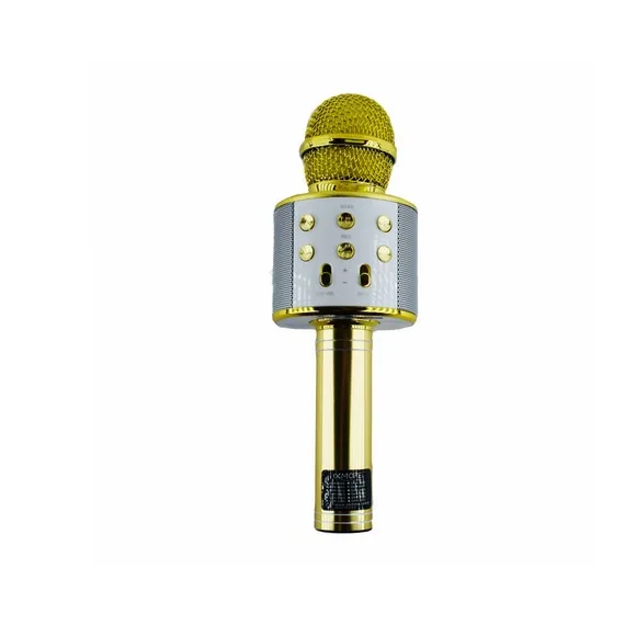 Microfon Karaoke Macvi® DS878, Metalic, Sunet de Calitate, Redare Card Memorie, Galben