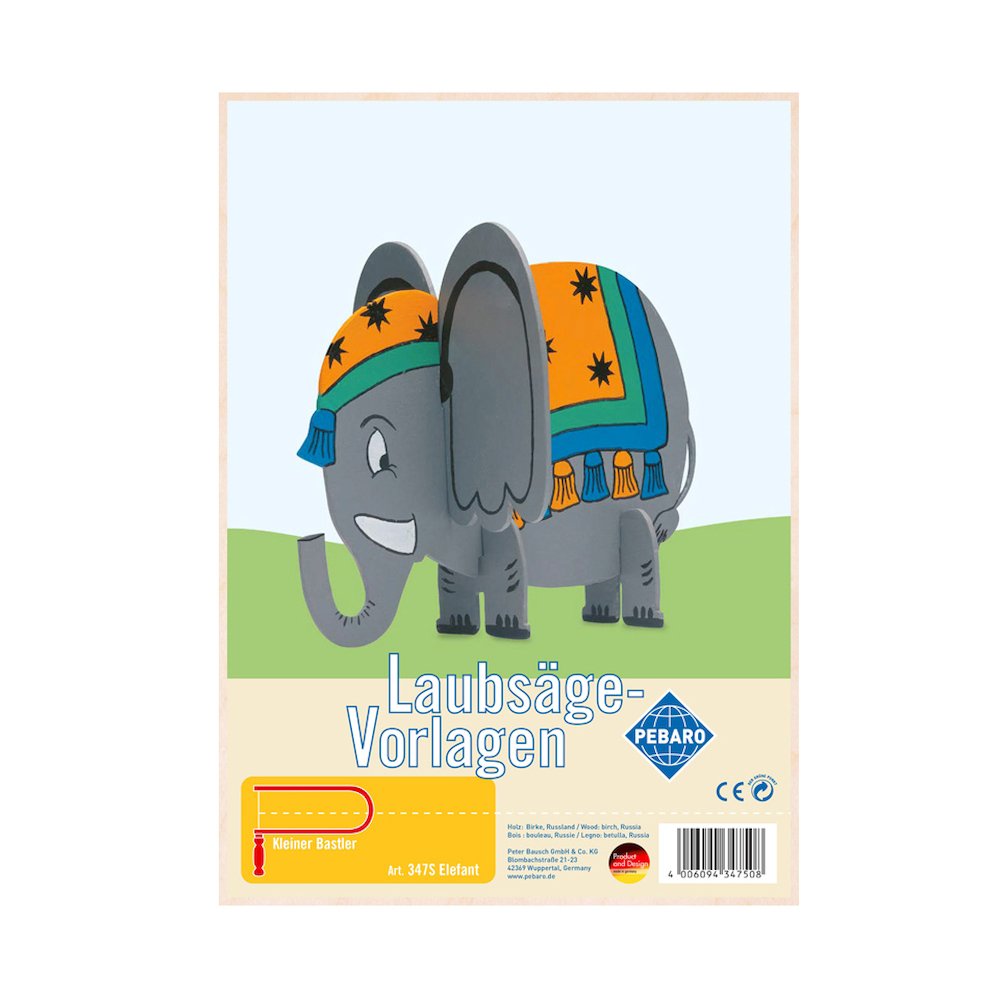 pebaro 347s, sablon din lemn, elefant, pentru traforaj, dimensiunea a4 1 Pebaro 347S, Sablon din lemn, elefant, pentru traforaj, dimensiunea A4