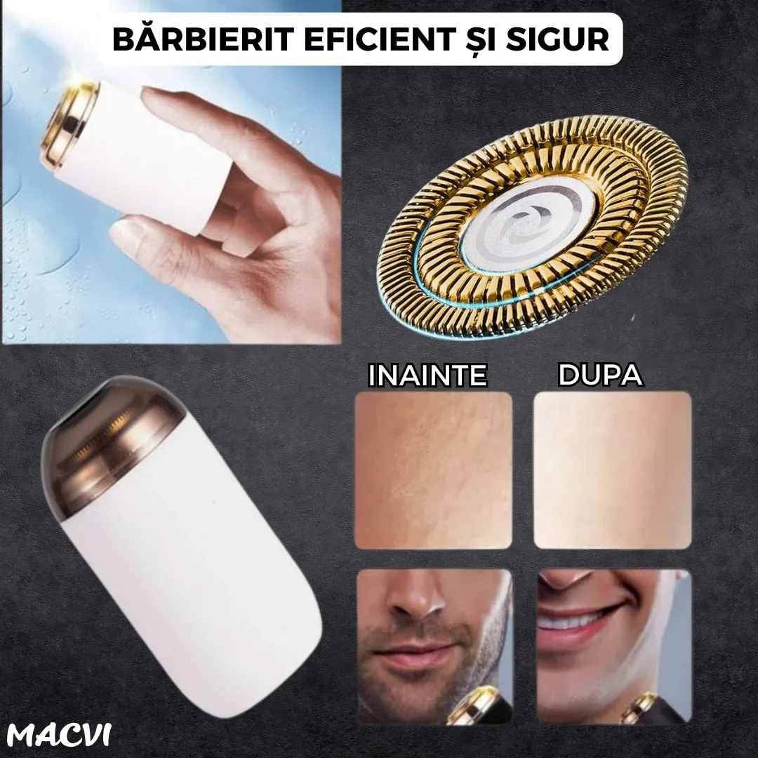 Mini aparat de ras portabil Macvi®, Depilare rapida si eficienta, incarcare USB, autonomie 60 minute, Alb - imagine 3