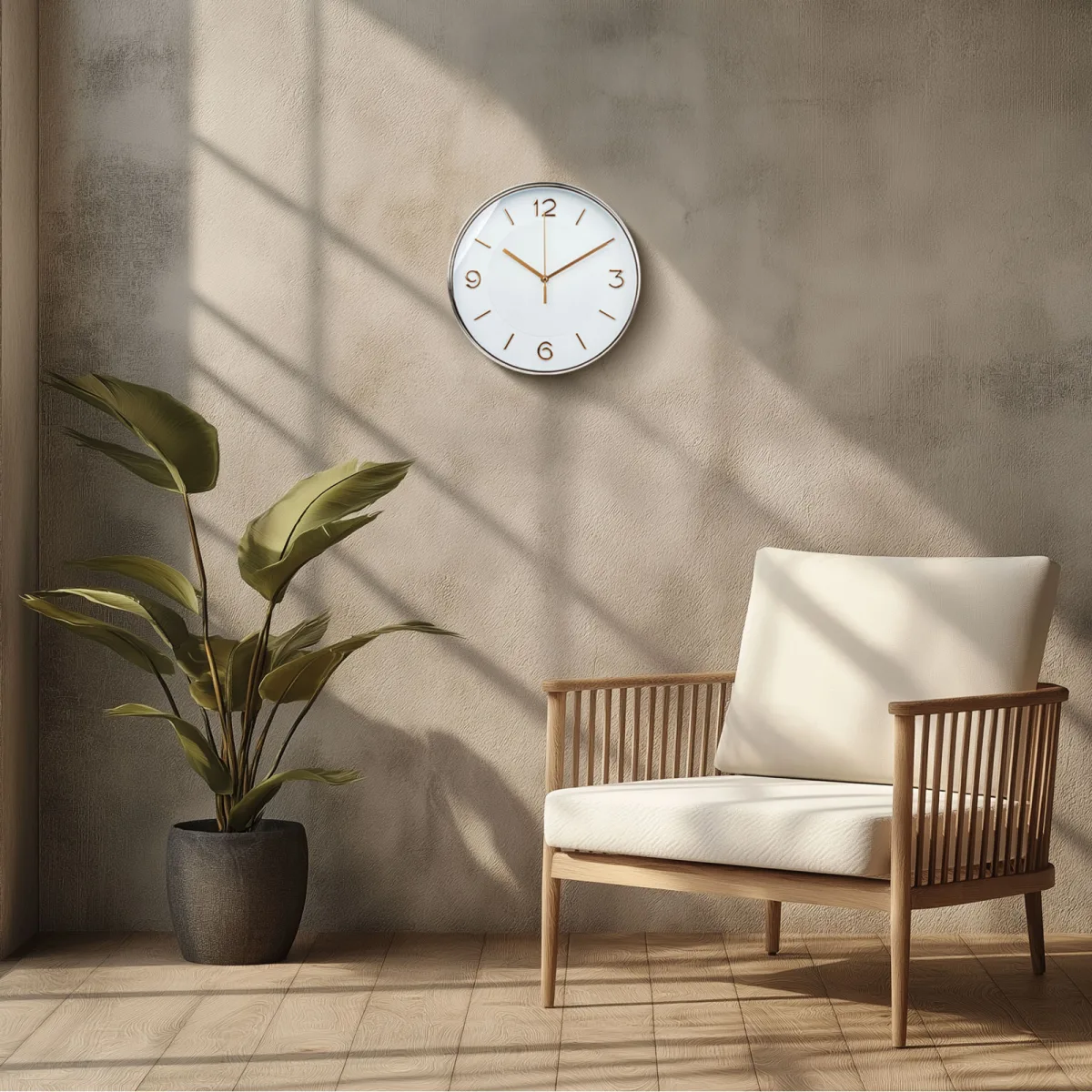 Ceas perete analog silentios, 30 cm, sticla, design modern, functionare baterie AA, alb - imagine 2