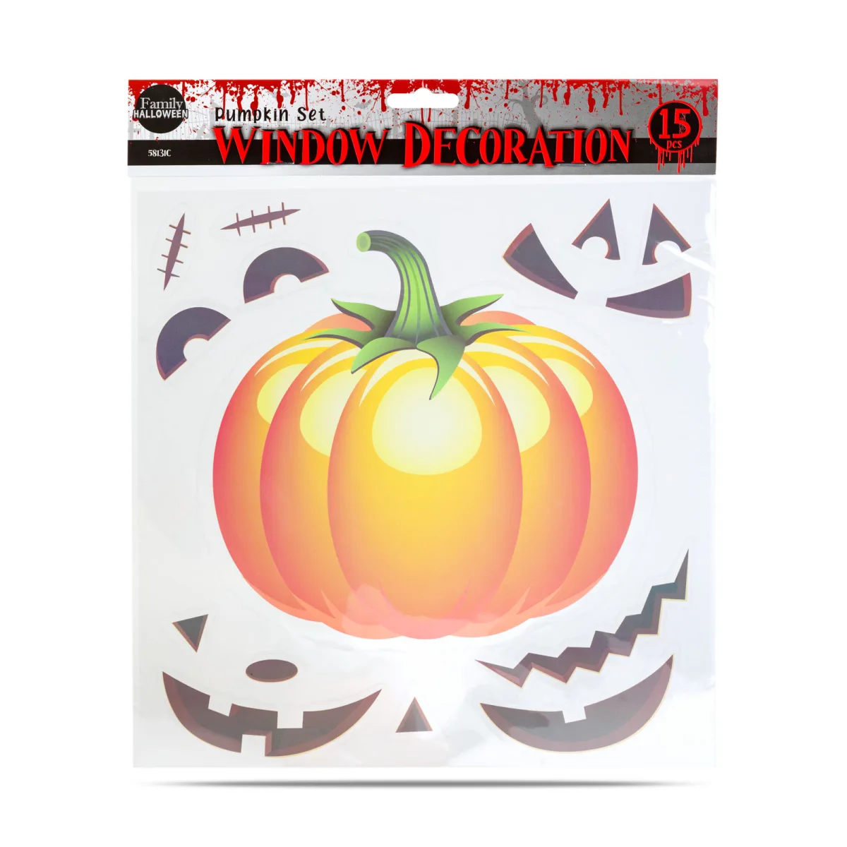 Autocolante Halloween fereastra, model dovleac, 15 piese - imagine 2