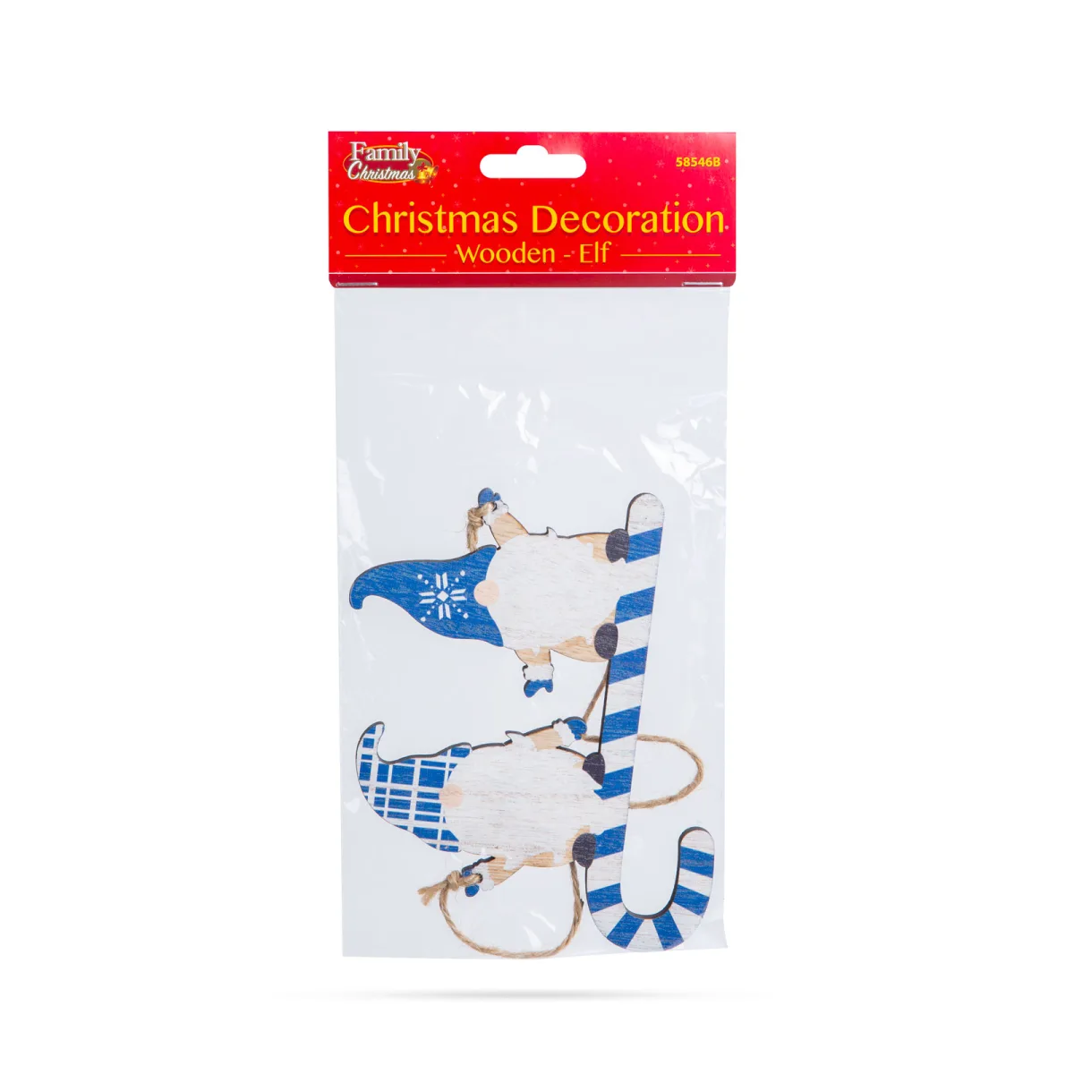 Decoratiune Craciun elf albastru lemn, 15 cm - imagine 3