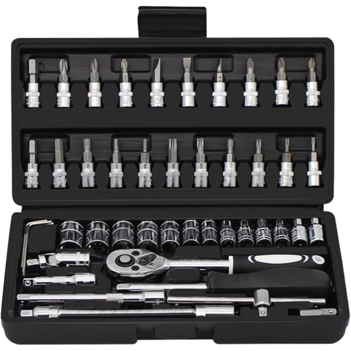 Trusa scule Macvi® uz caznic si auto, surubelnita, tubulare, prelungitoare, clichet, 46 piese