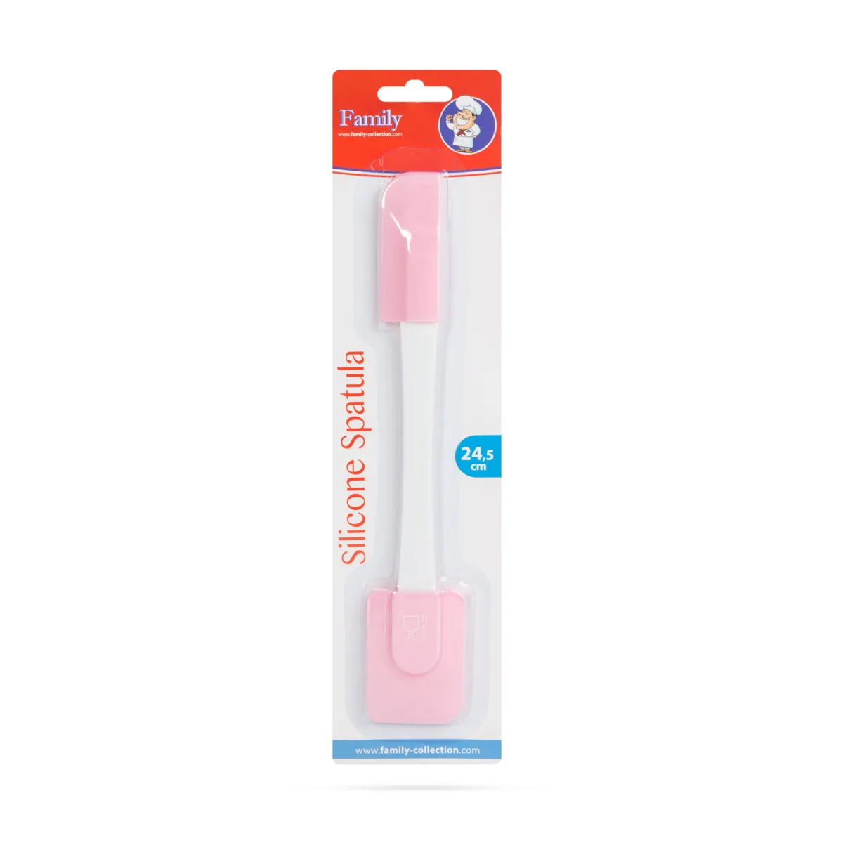 Spatula silicon dubla 24.5 cm, pentru gatit si copt, rezistenta la caldura, roz - imagine 2