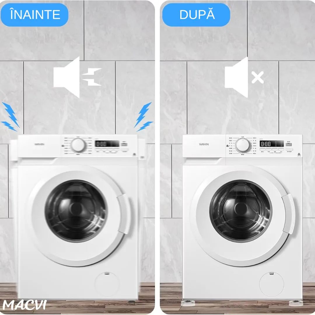 Suporturi Antisoc si Antiderapante Macvi® pentru Picioarele Masinii de Spalat , Stabilitate si Protectie - imagine 3