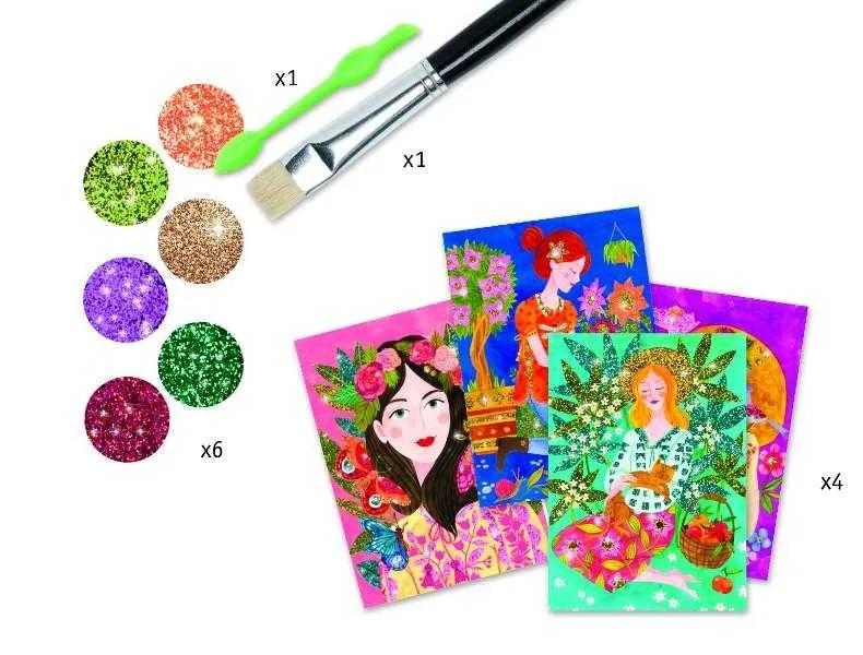 Atelier creativ cu sclipici Parfumul florilor, Djeco - imagine 4