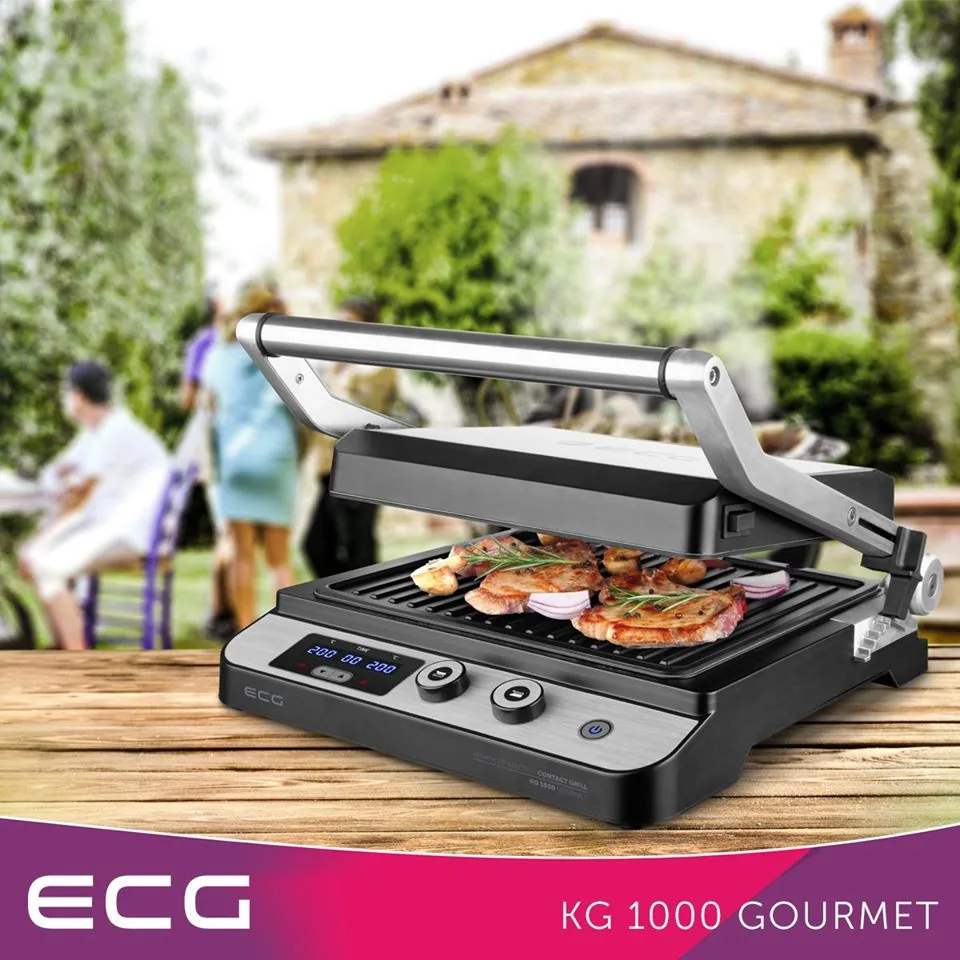 Contact grill ECG KG 1000 Gourmet, 1650–2000 W, 2 termostate independente - imagine 7