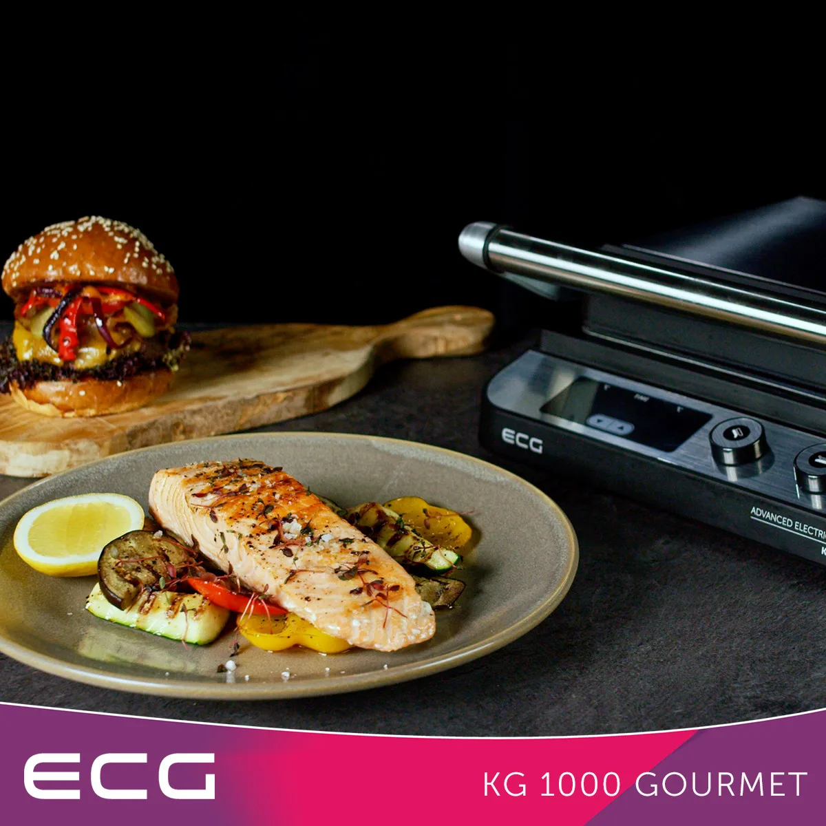 Contact grill ECG KG 1000 Gourmet, 1650–2000 W, 2 termostate independente - imagine 8
