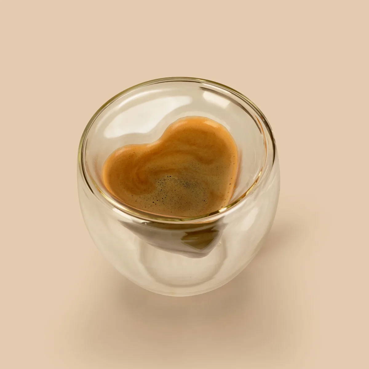 Pahar sticla dubla inima, 180 ml, termorezistent, cafea ceai, design romantic, transparent
