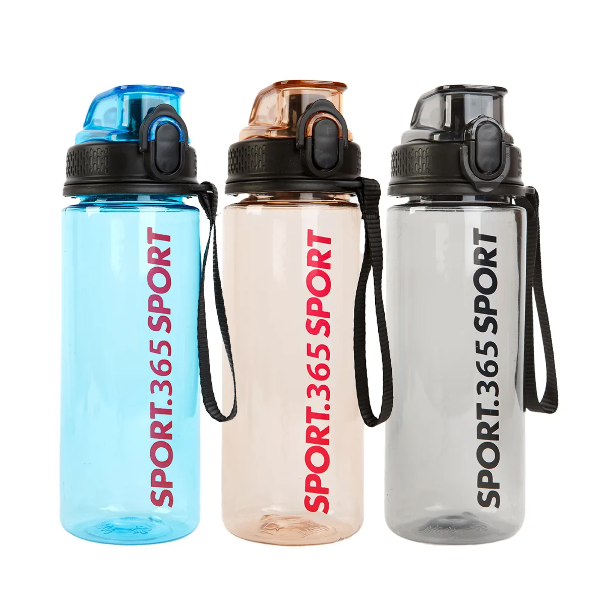 Bidon sport 600 ml, plastic transparent, capac etans, 3 culori - imagine 2