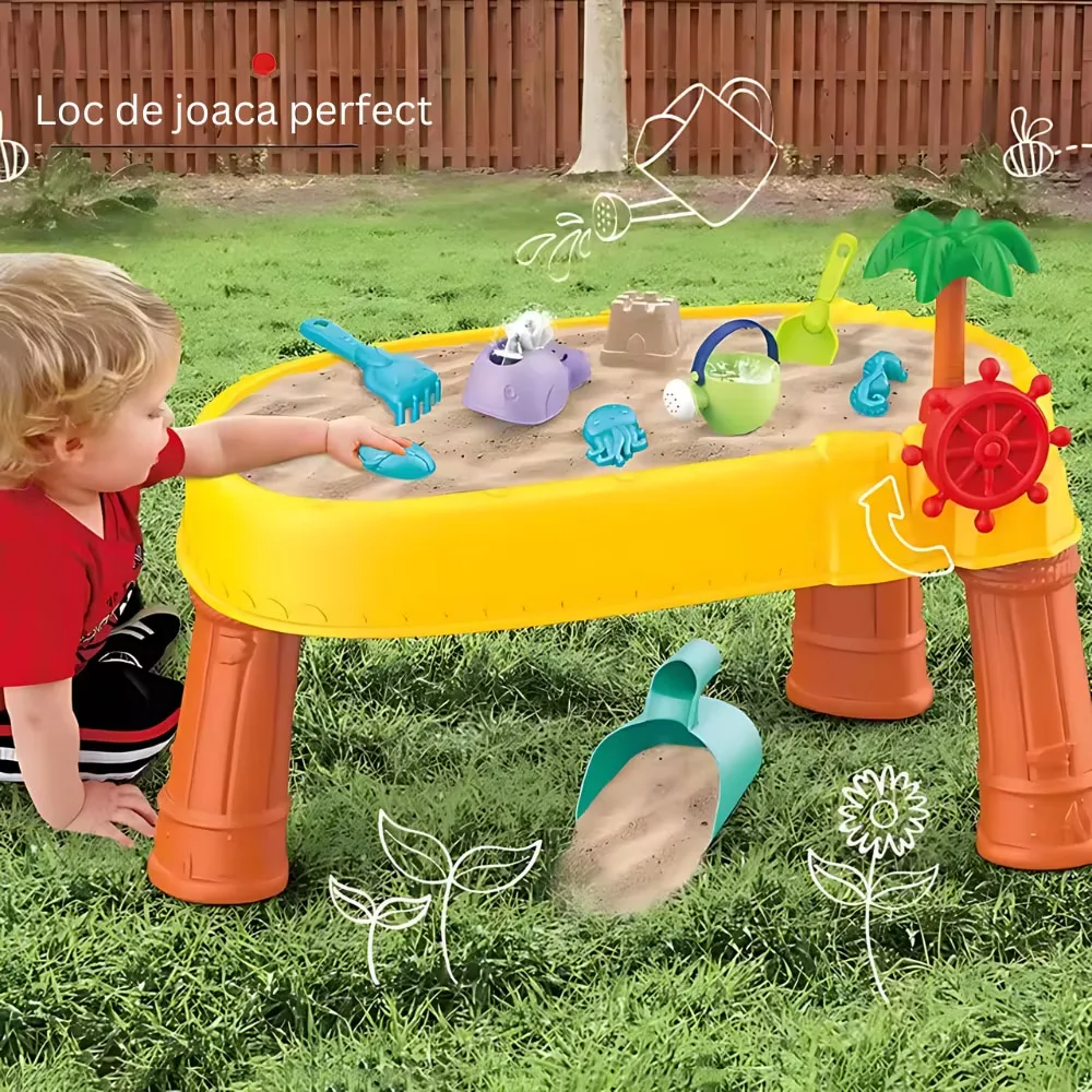 Masa de apa 2 in 1 Macvi® pentru copii, cu 8 accesorii interactive, multicolor, recomandata 3 ani+ - imagine 4