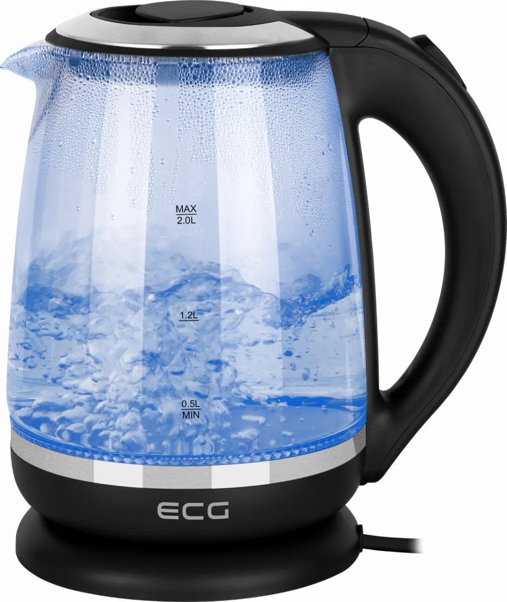 Cana electrica fierbator din sticla ECG RK 2080 Glass, 2 L, 2200 W, lumina albastra de fundal - imagine 3