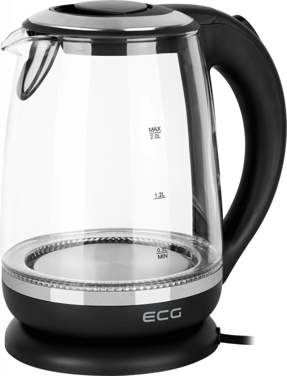 Cana electrica fierbator din sticla ECG RK 2080 Glass, 2 L, 2200 W, lumina albastra de fundal - imagine 4