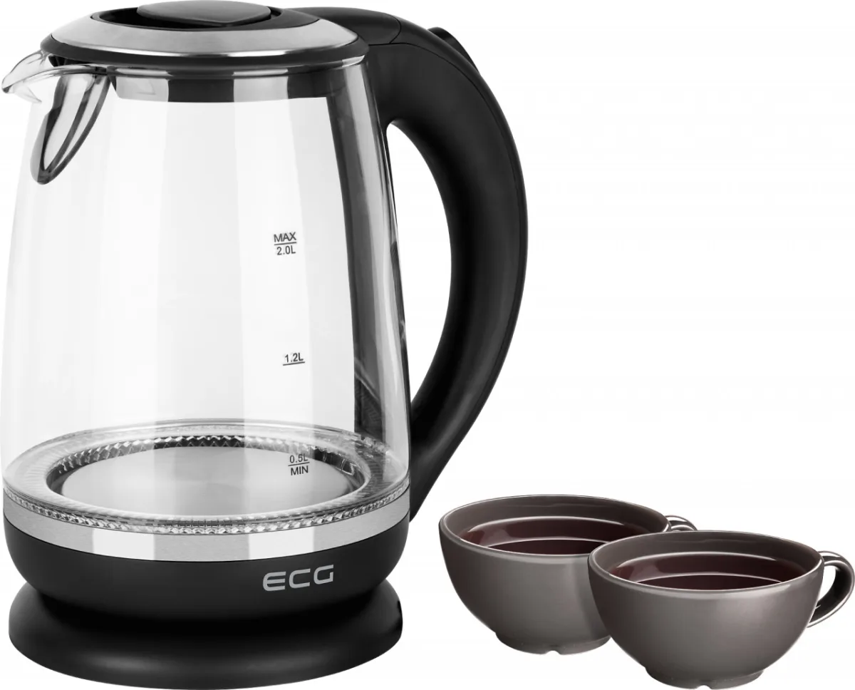 Cana electrica fierbator din sticla ECG RK 2080 Glass, 2 L, 2200 W, lumina albastra de fundal - imagine 9