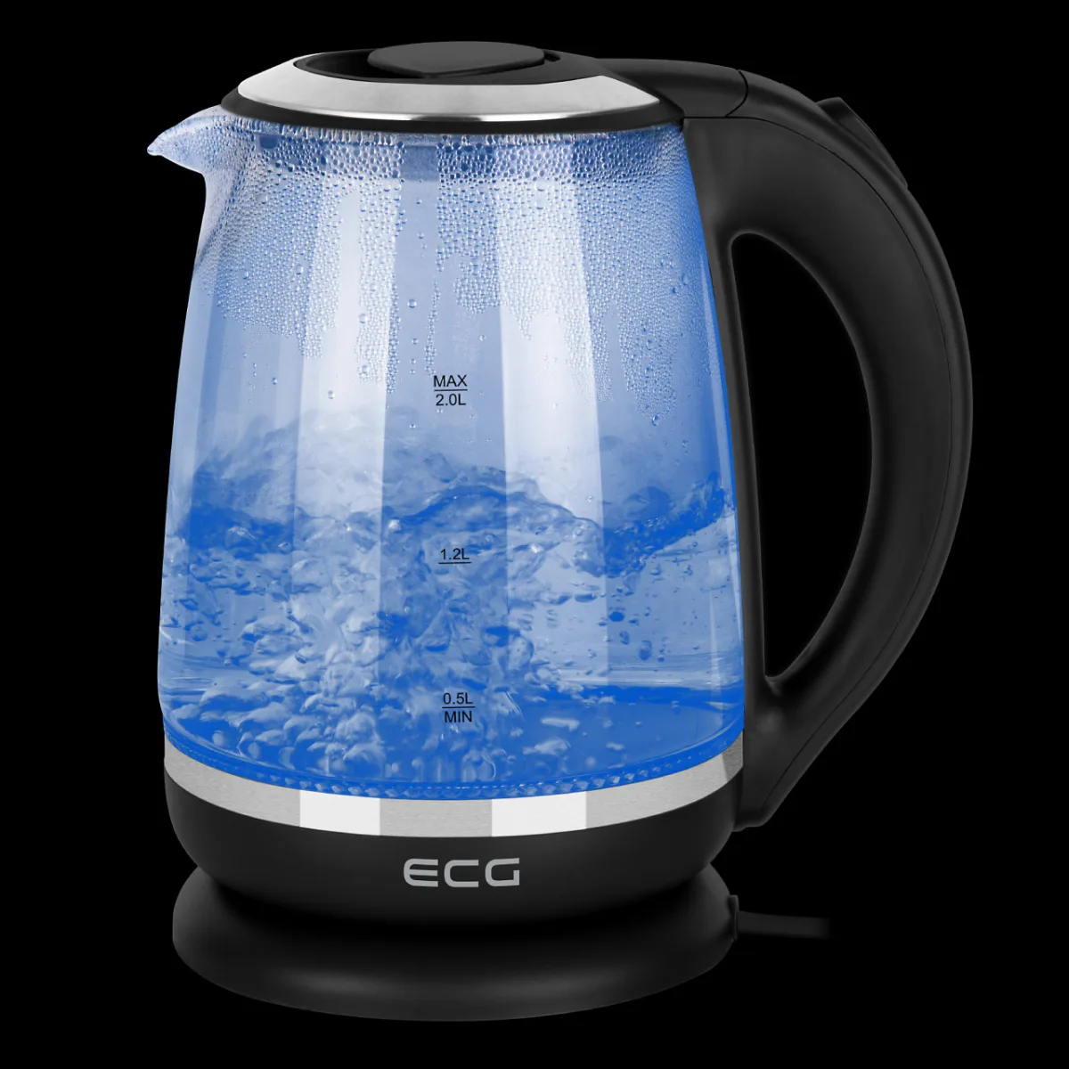 Cana electrica fierbator din sticla ECG RK 2080 Glass, 2 L, 2200 W, lumina albastra de fundal - imagine 10