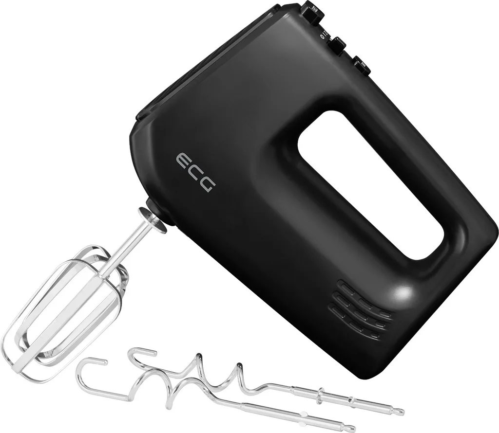 Mixer de mana ECG RS 440 Black Lite, 400 W, 5 viteze, functie TURBO, 2 teluri si 2 carlige, negru