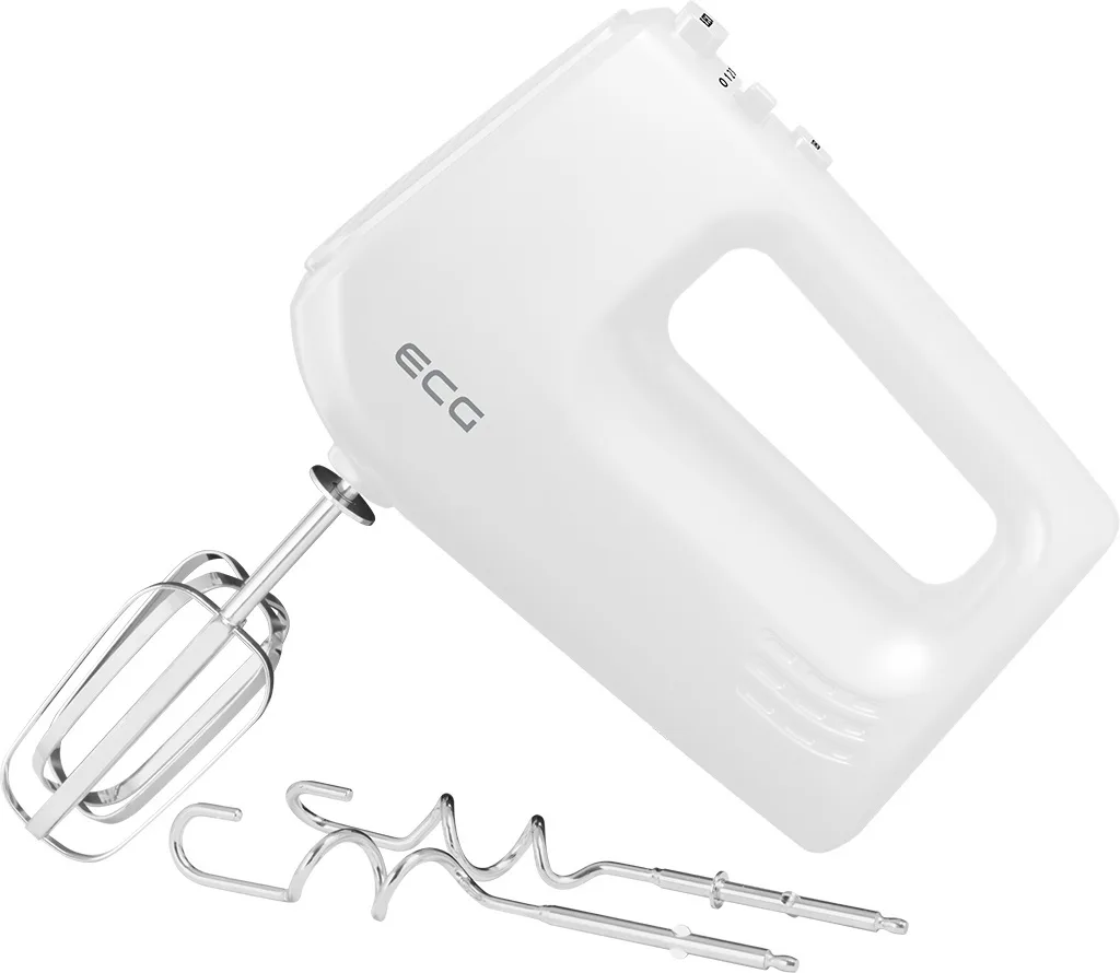 Mixer de mana ECG RS 440 White Lite, 400 W, 5 viteze, functie TURBO, 2 teluri si 2 carlige, alb