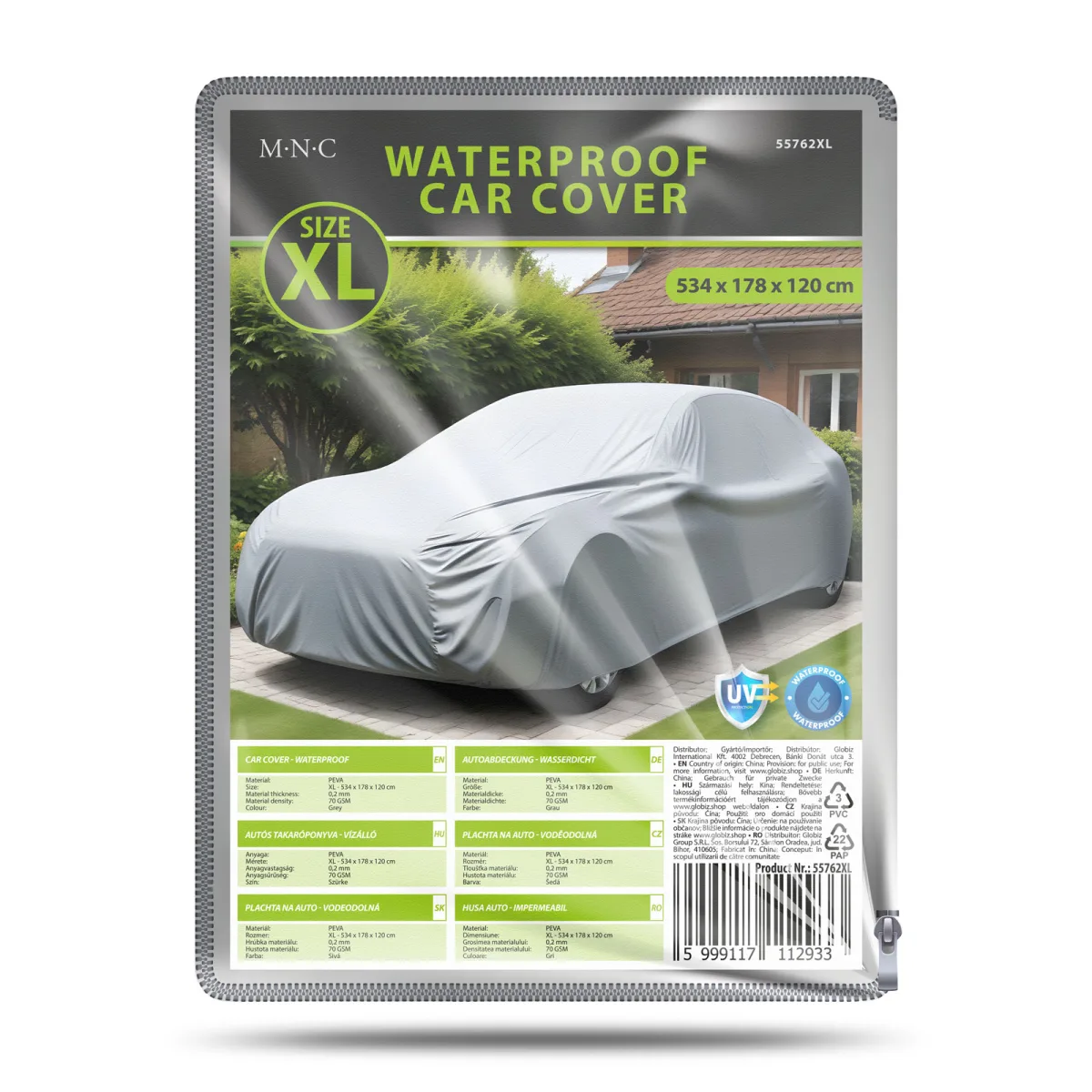 Husa auto protectie XL, impermeabila, rezistenta UV, 534x178x120 cm, universala