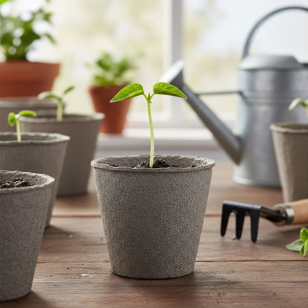 Ghiveci biodegradabil pentru rasaduri Ø8 cm, din hartie, rotund, set 10 buc, pentru semanat plante
