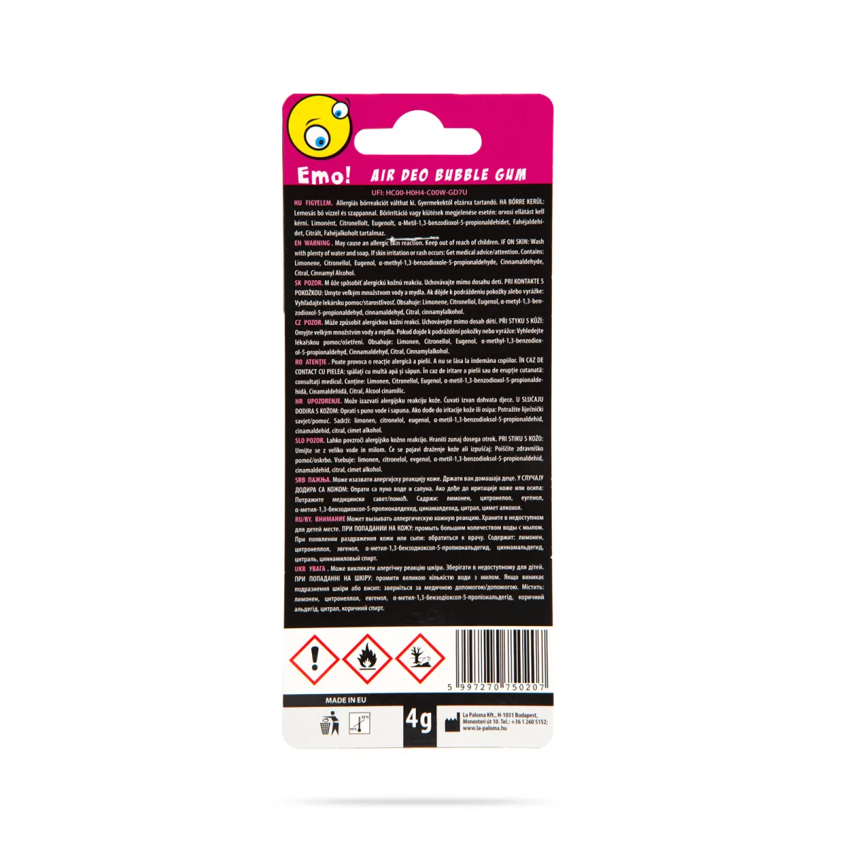 Odorizant Auto Paloma EMO Bubble Gum, Parfum Guma de Mestecat, 4 g - imagine 6