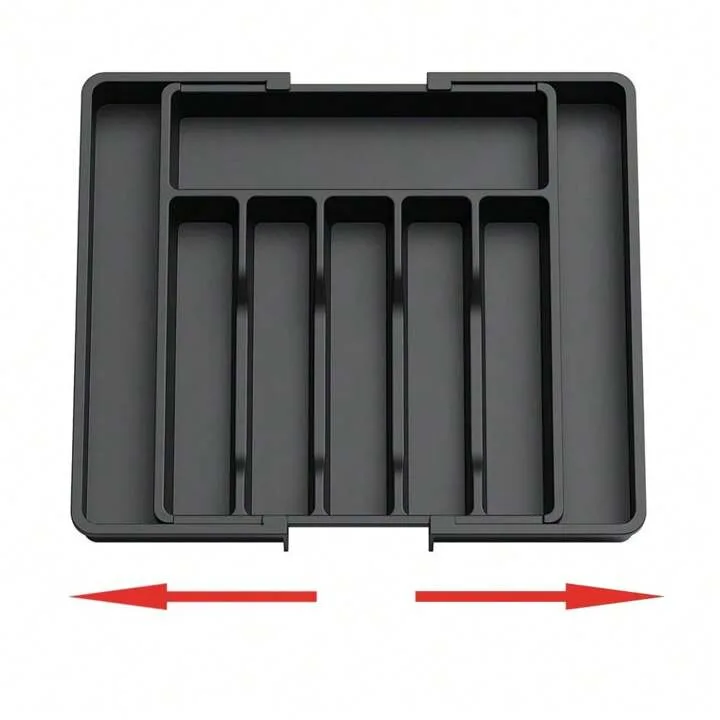 Organizator tacamuri sertar extensibil Macvi® 8 compartimente bloc pentru cutite detasabil negru