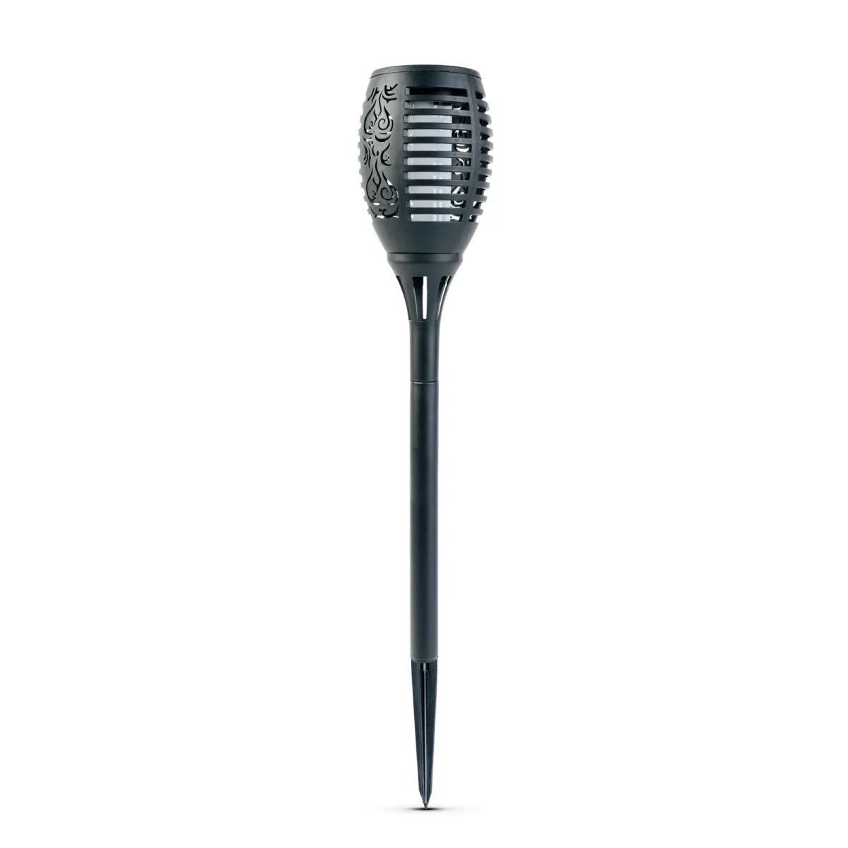 Lampă solară LED – efect de flacără – 12 LED-uri galbene – plastic – negru – 10 x 58 cm - imagine 2