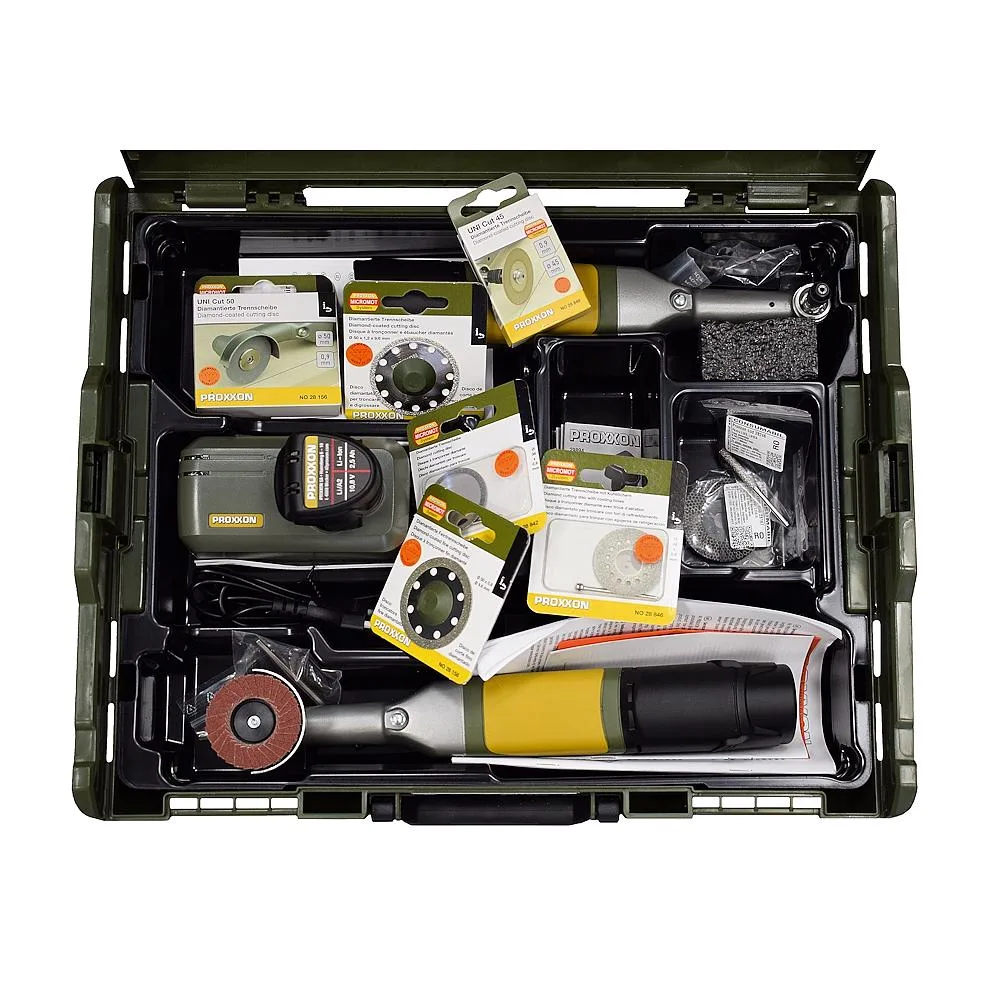 Set debitare ceramica si piatra naturala, Proxxon Esential, combo pack, Cordeless, X piese - imagine 3