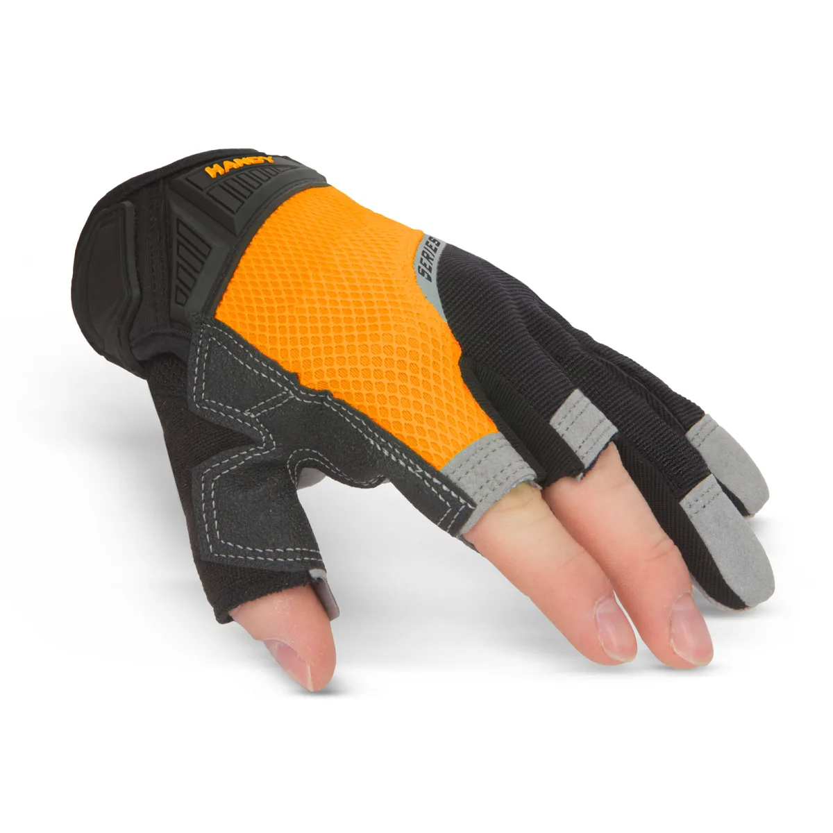 Manusi protectie XL cu palma spuma si 3 degete deschise, aderenta buna, standard EN388 2132X