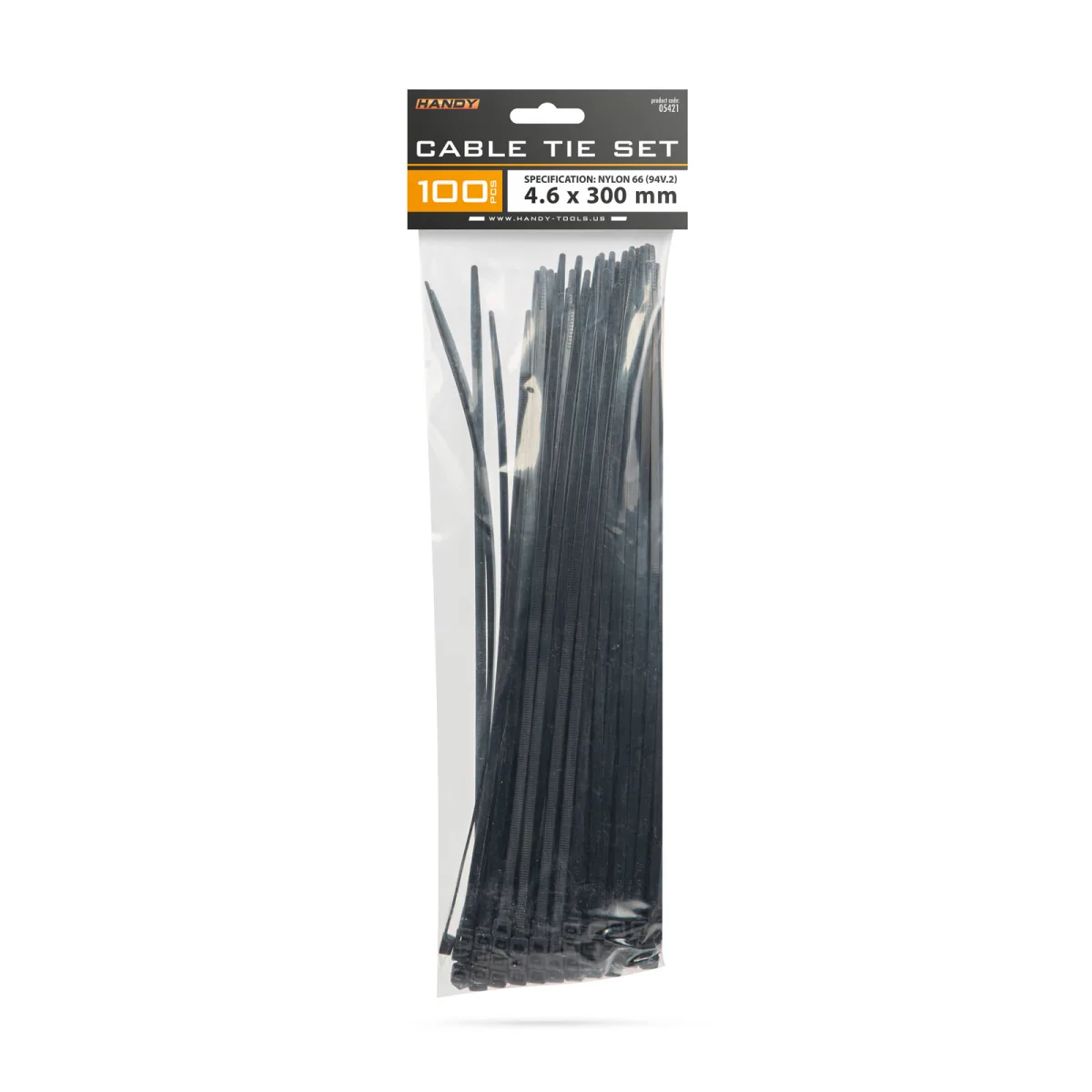 Coliere Plastic pentru Cabluri, 300×4.6 mm, Nylon Auto-Blocante, Negre, 100 buc