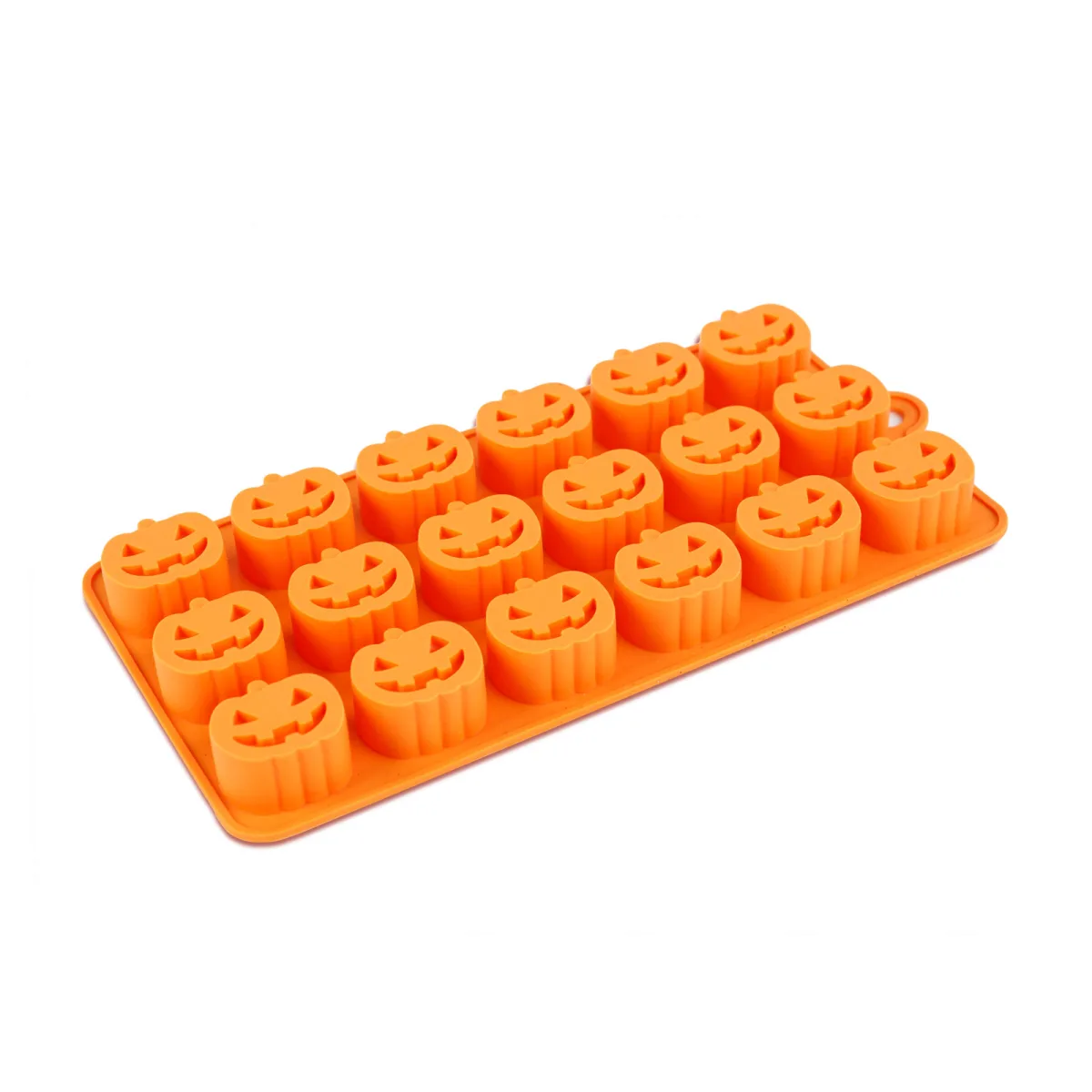 Forma de silicon Halloween 21x11 cm, 18 cuburi dovleac, portocaliu, usor de folosit si curatat