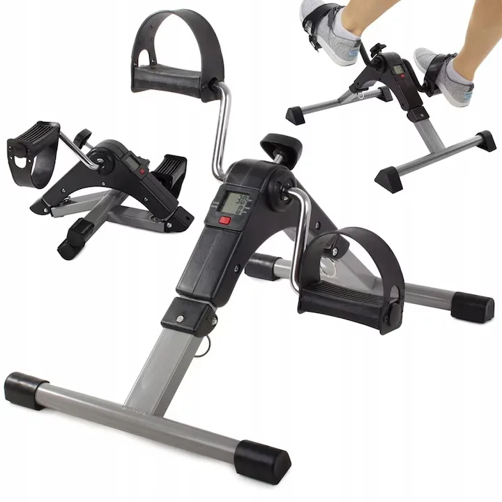 Mini Bicicleta Fitness Pliabila Macvi®, Pedometru Electronic, Rezistenta Reglabila, Recuperare, Brate Picioare, Max 100 Kg