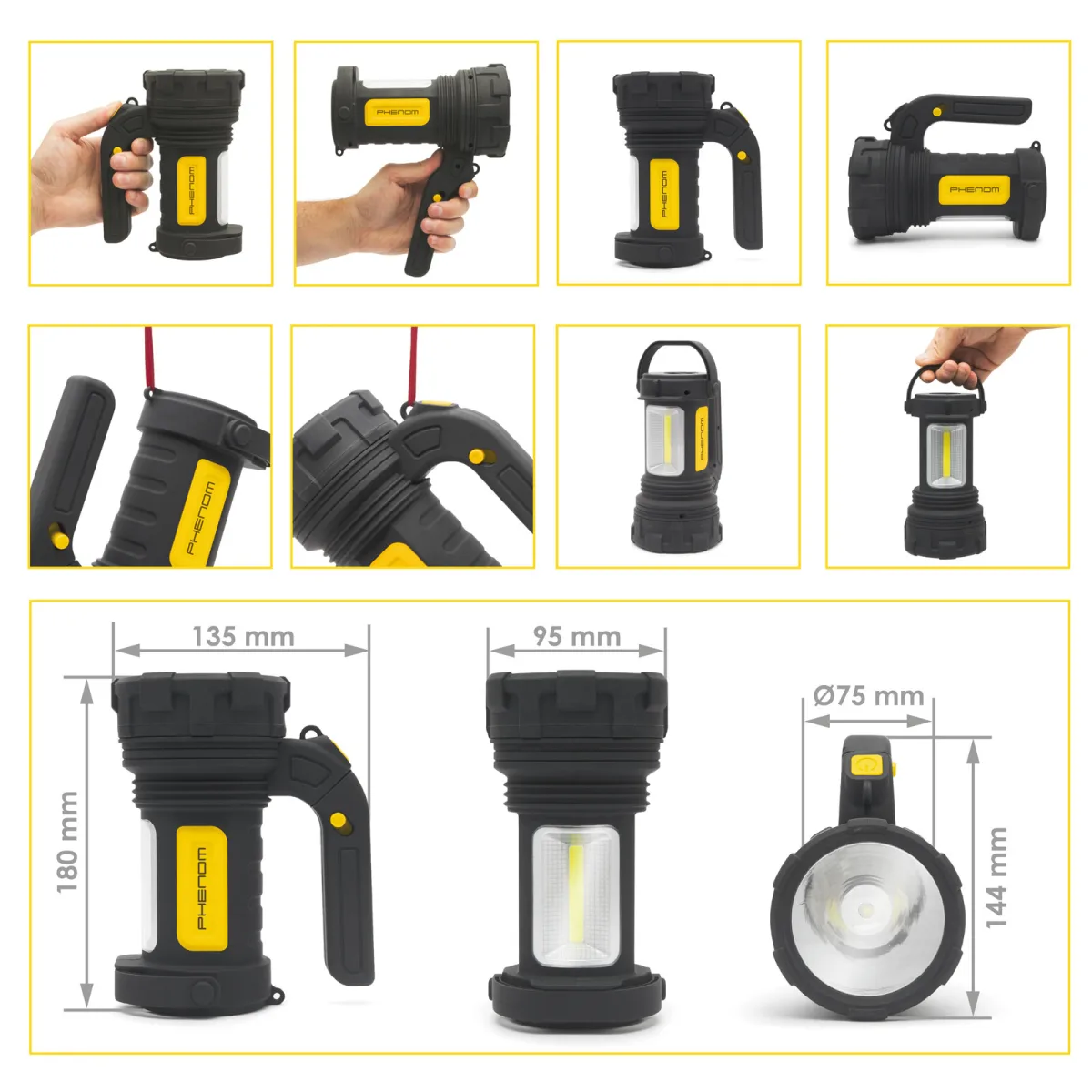 Lampa lucru LED COB 220 lumeni, maner rotativ 360, baterii incluse, design ergonomic, lumina puternica - imagine 6