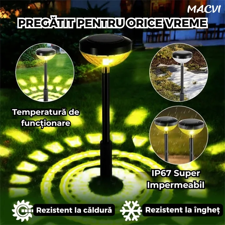 Set 2 Lampi Solare Macvi® Floarea-Soarelui Decor Gradina, LED RGB Multicolor, Alimentare Solara, Rezistente la Intemperii, Instalare Usoara - imagine 5