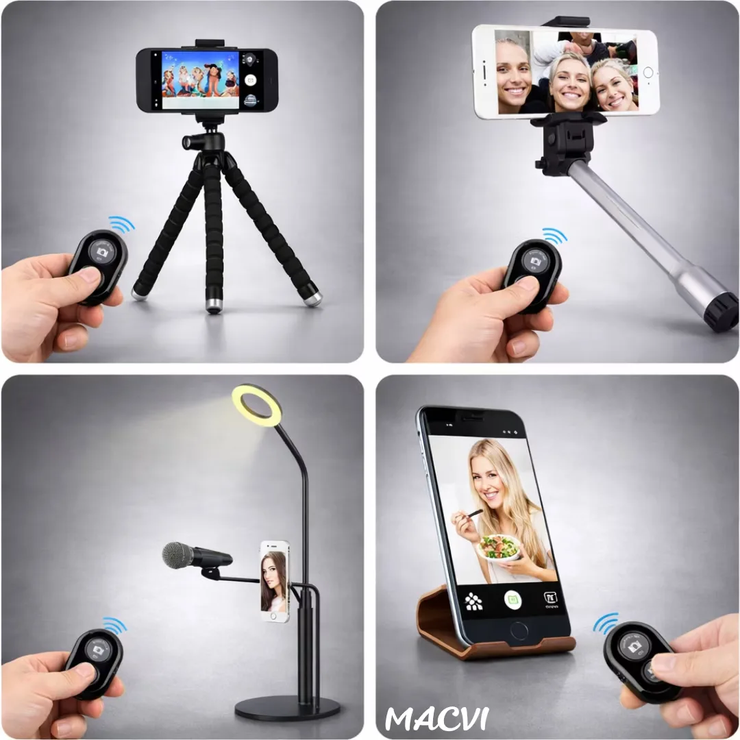 Telecomanda selfie Control fara fir Macvi® compatibilitate cu smartphone-uri iOS si Android, conectivitate Bluetooth 4.0, dimensiuni 5 cm x 2 cm x 1 cm - imagine 3