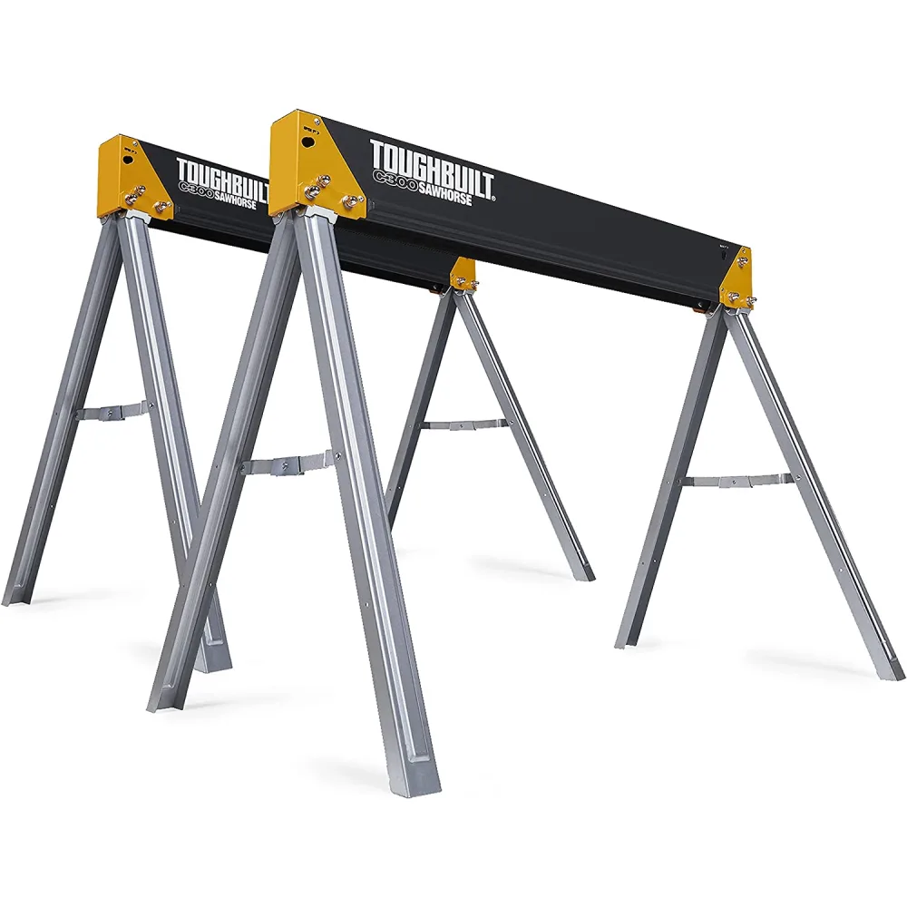Set doua mese de santier cu picioare fixe ToughBuilt TB-C300-2, 100% otel, max 1000 kg, 90.2cm